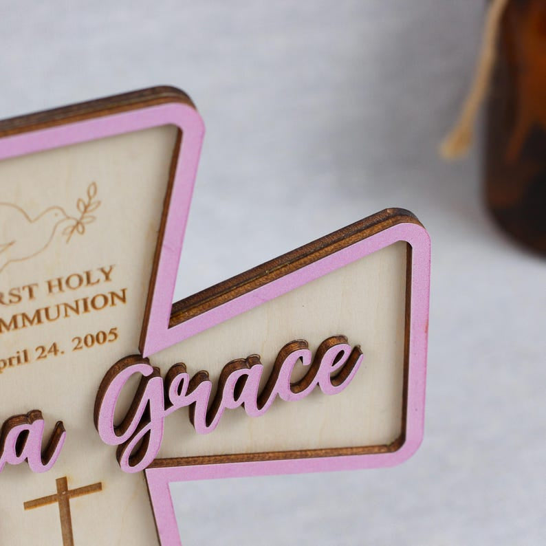 Personalized Baptism Cross, Custom Baby Kid Wooden Cross, Christening Gift, Bible Nursery Decor, Baby Dedication Keepsake WD02