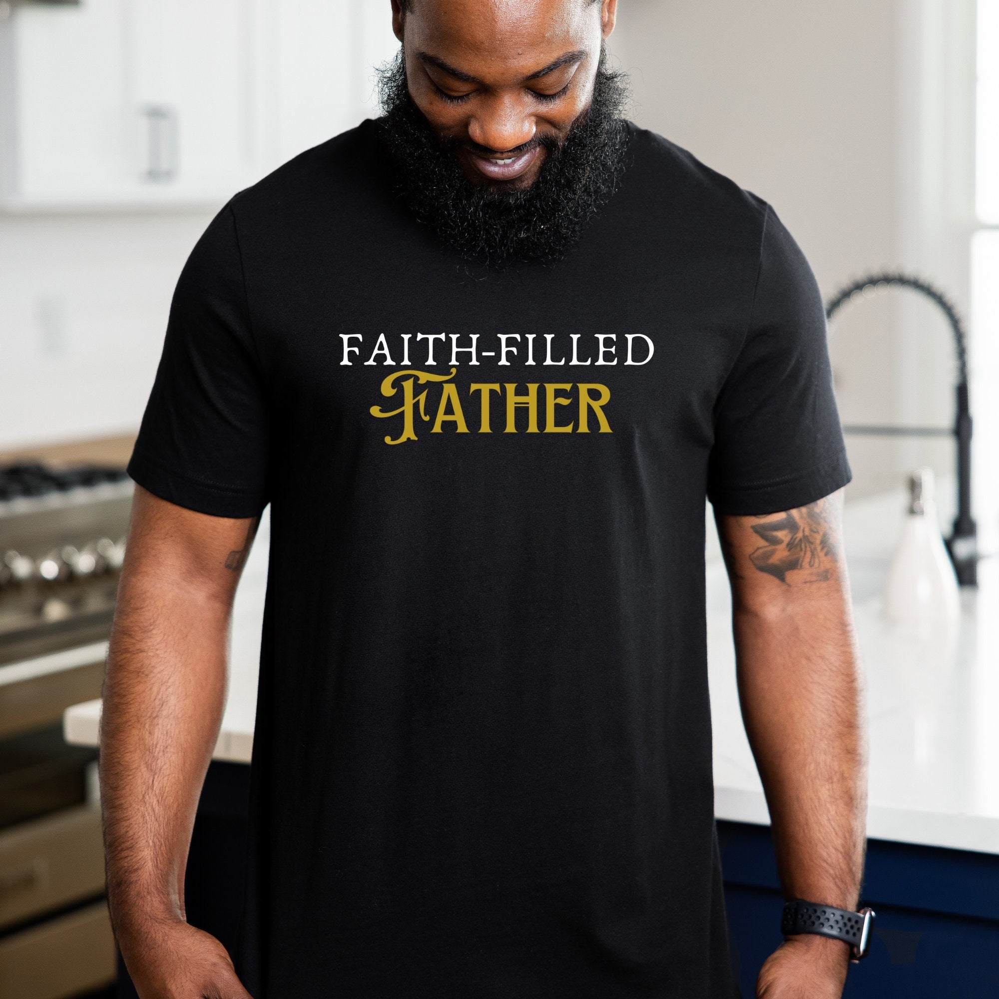 Faith-Filled Father Comfort Colors Shirt, Christian Dad Shirt, Father's Day Shirt, Gift for Dad, Men's Christian Gift, Father's Day Gift