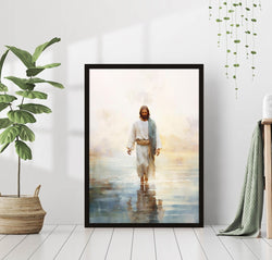 Jesus Walking on Water, Poster, Bible Wall Poster, Gift, Trendy Living Room Home Decor, Christian Nursery Decor