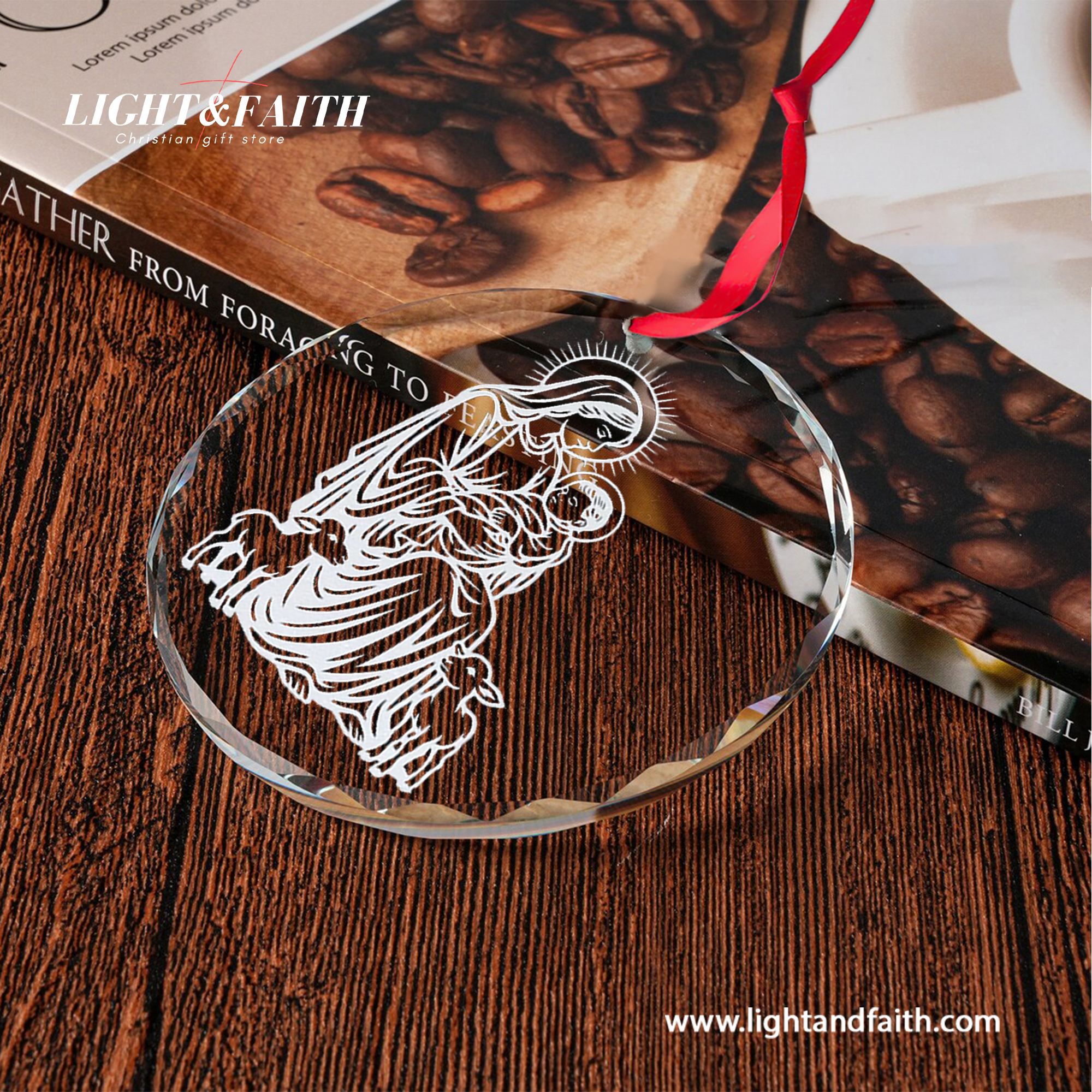 Virgin Mary and Baby Jesus Glass Ornament, Holy Family Christmas Decoration, Catholic Faith Gift, Religious Ornament, Christian Home Decor DCLAF72