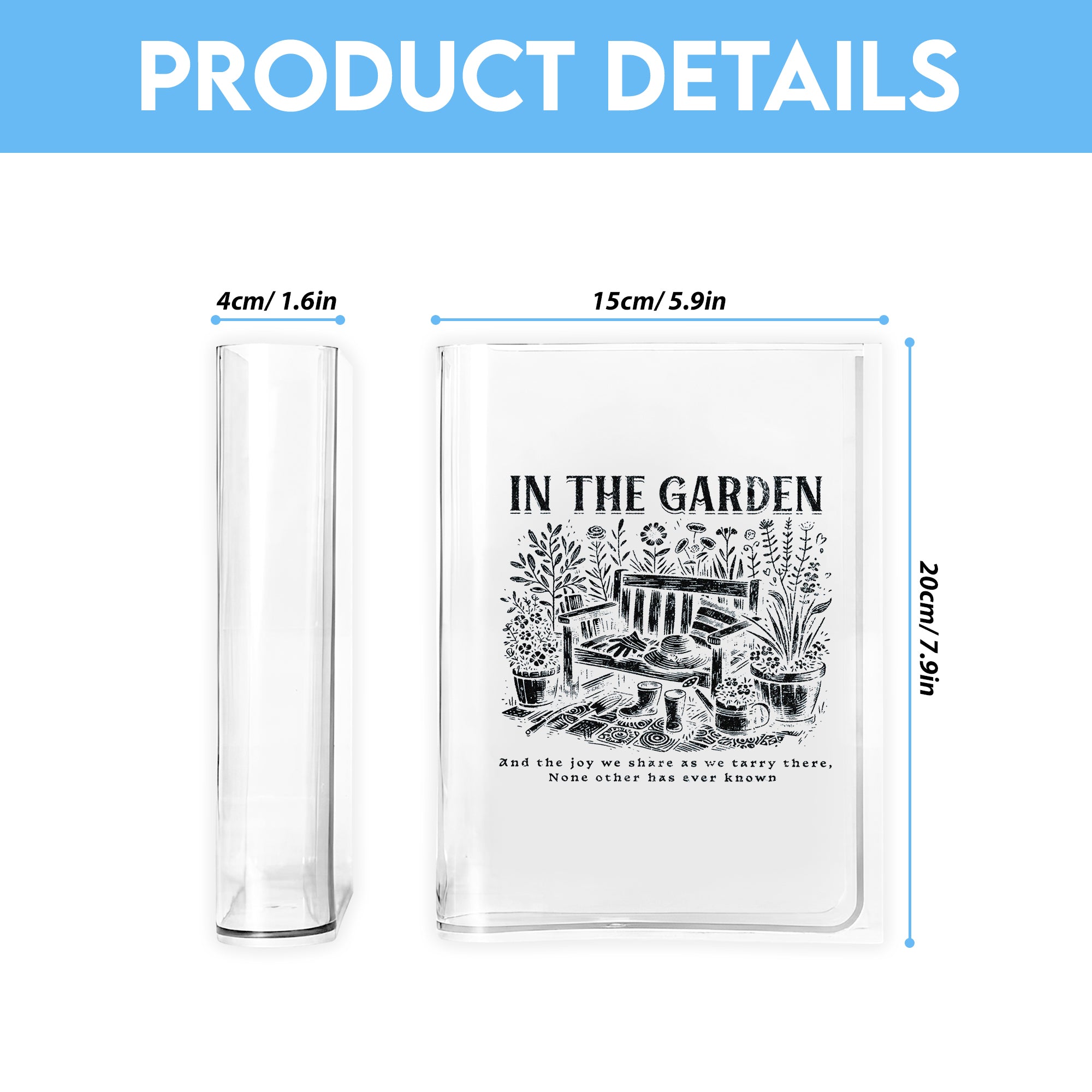 In The Garden Book Vase, Christian Book Vase, Faith Book Vase, Bible Verse Book Shaped Flower Vase