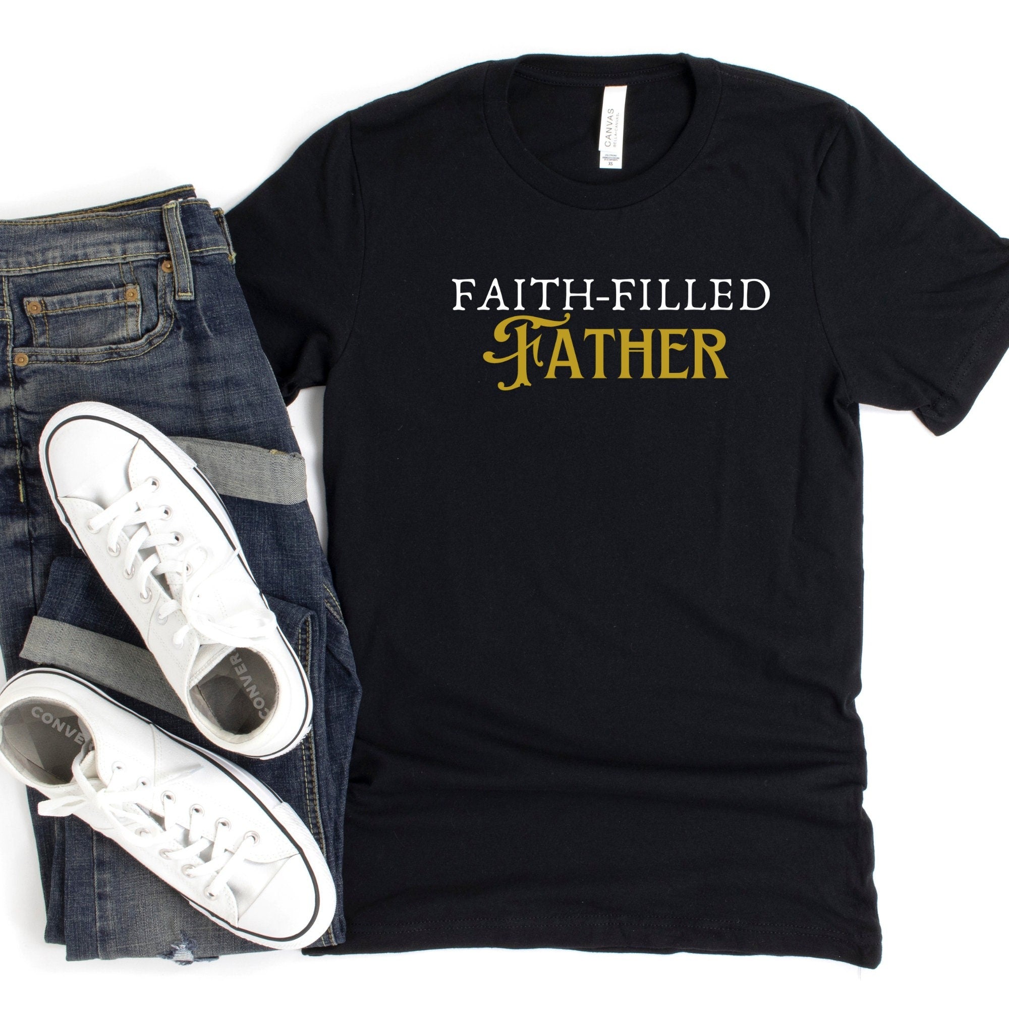 Faith-Filled Father Comfort Colors Shirt, Christian Dad Shirt, Father's Day Shirt, Gift for Dad, Men's Christian Gift, Father's Day Gift