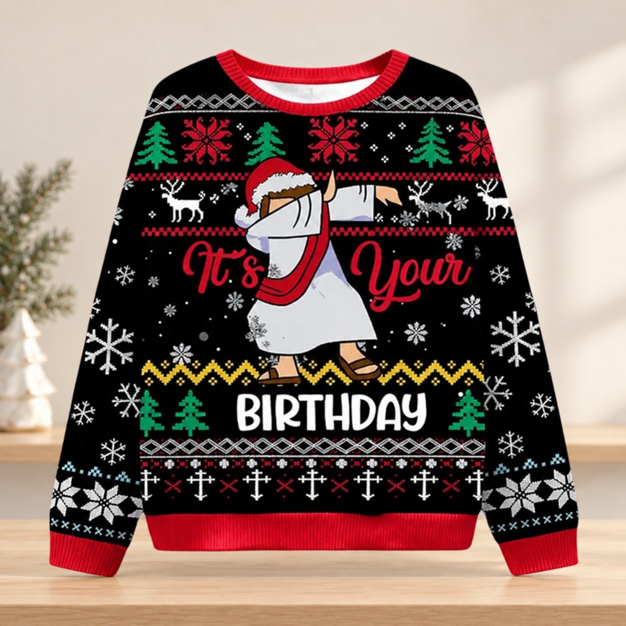 It’s Your Birthday Jesus Ugly Christmas Sweater, Funny Christian Holiday Sweatshirt, Religious Xmas Gift XMASUS24