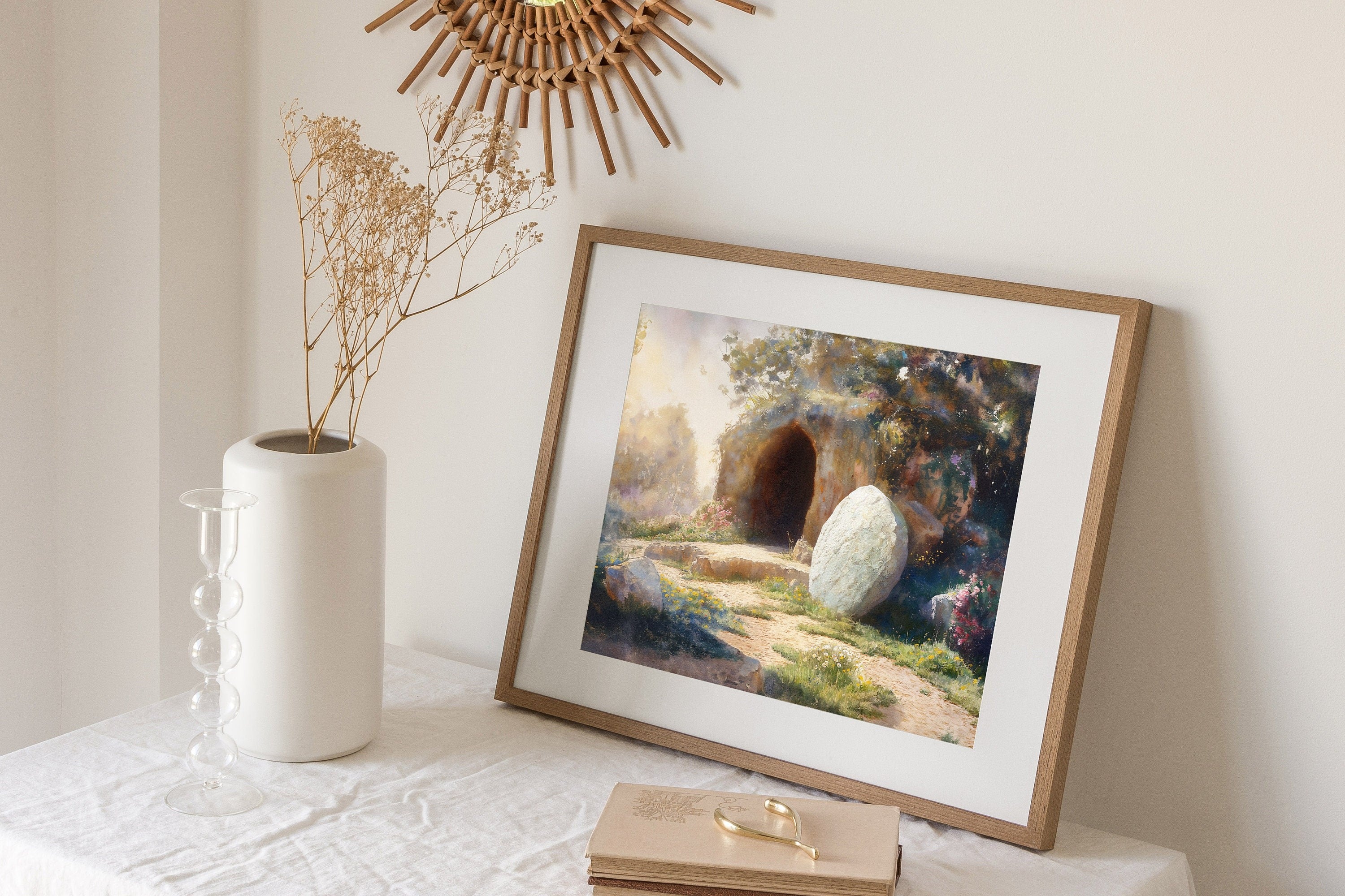 He is Risen Poster, The Tomb is Empty Poster, Jesus Christ Art, Christian Art Poster, Easter Wall Decor, Living Room Art