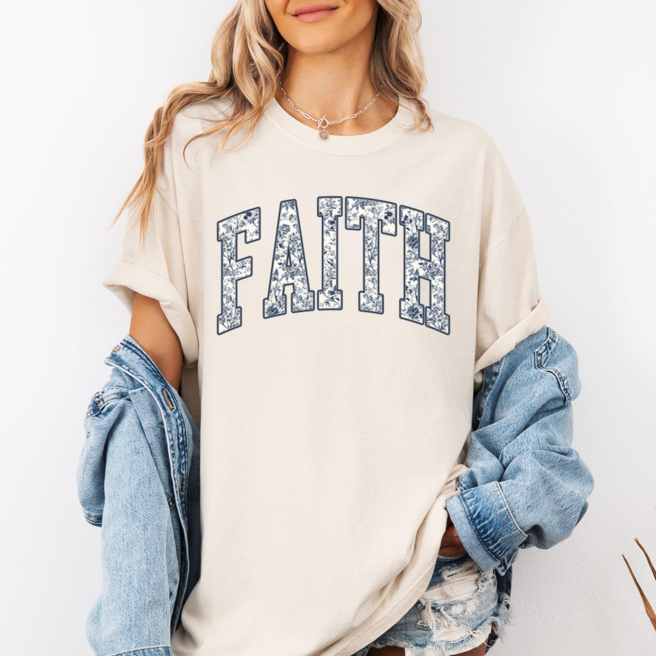 Comfort Colors® Christian Shirt, Comfort Colors® Religious Shirt, Faith Shirt, Toile Christian Shirt, Toile De Jouy, Chinoiserie, Faith Gift