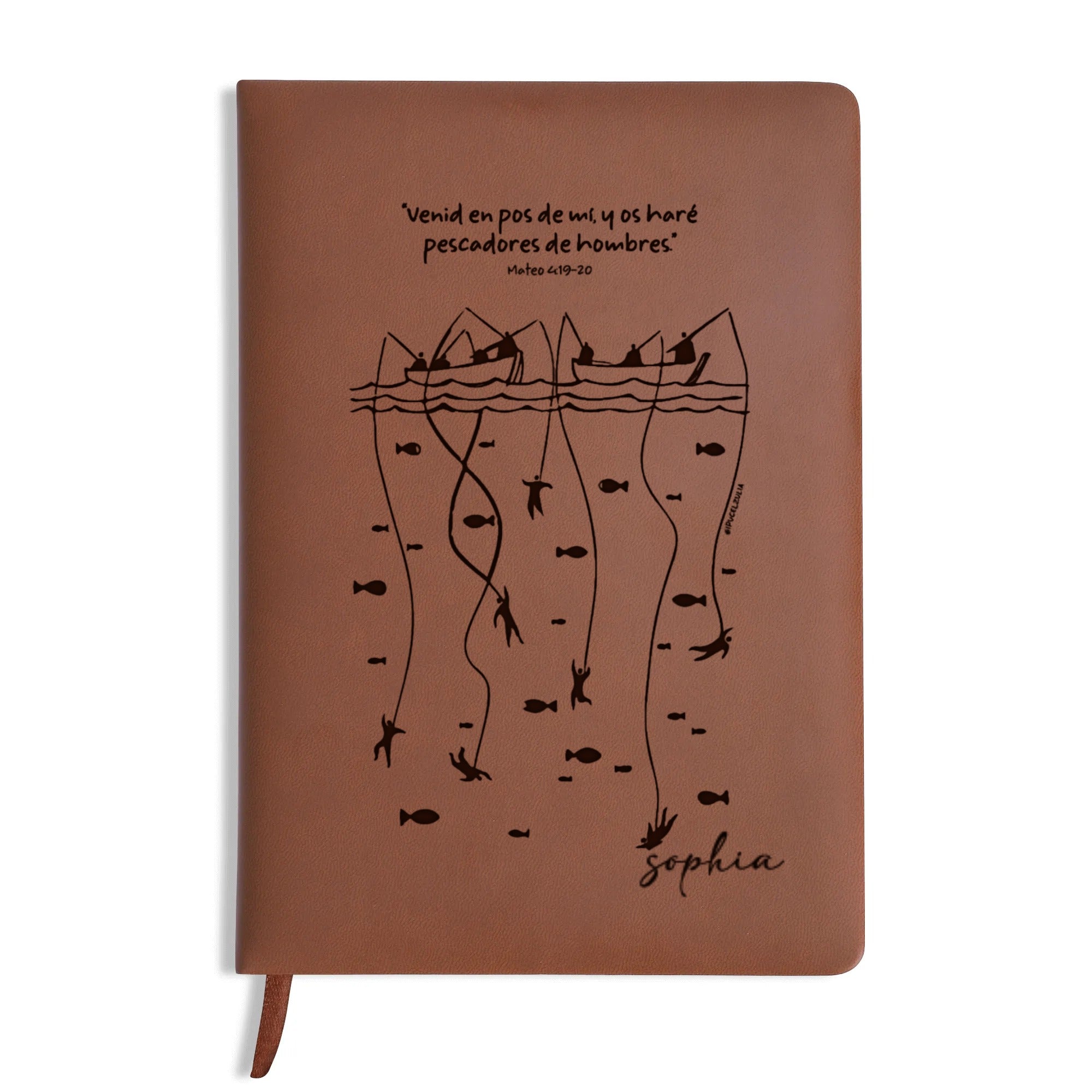 Personalized Christian Journal with Fishing Scripture Design, Custom Name Prayer & Faith Notebook, Religious Gift, First Communion Gifts, Birthday. NBLAF23