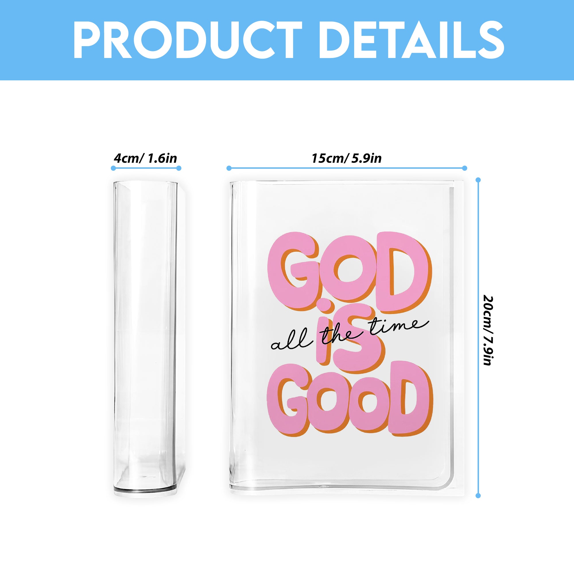 God Is Good All The Time Book Vase, Christian Book Vase, Faith Book Vase, Bible Verse Book Shaped Flower Vase