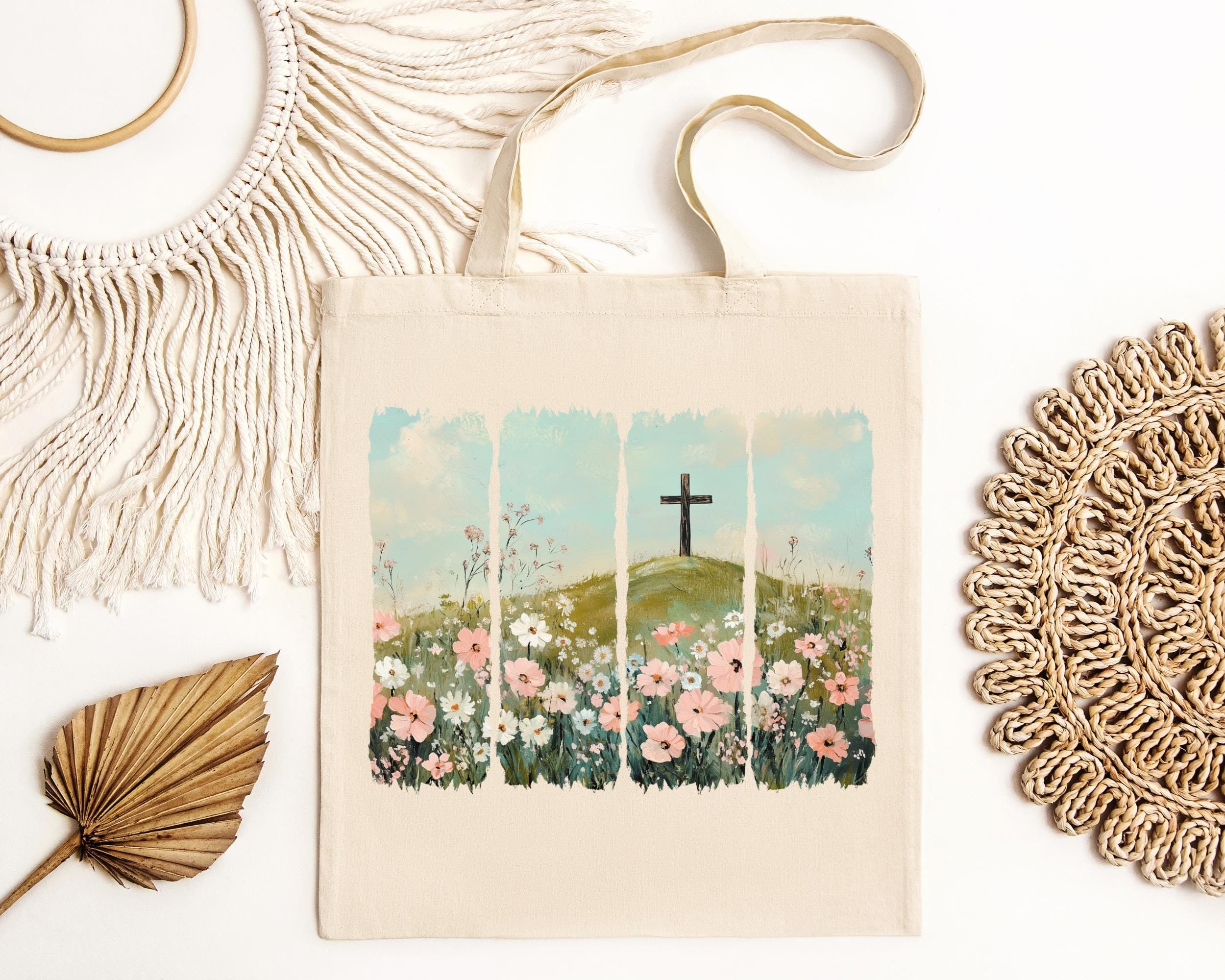 Christian Easter Tote Bag – Canvas Bible Verse Bag – Religious Gift for Her – Jesus Tote – Bible Study Canvas Tote – Faith-Based Gift TBLAF27