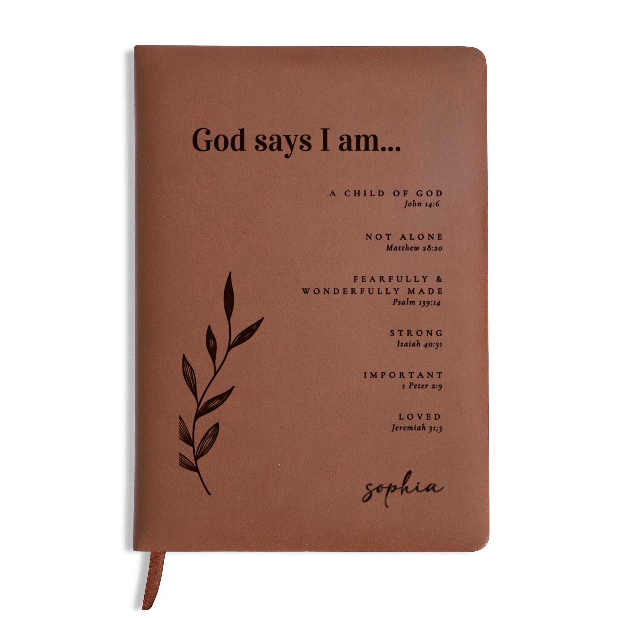 Personalized Christian Journal with God Say I Am Design, Custom Name Prayer & Faith Notebook, Religious Gift, First Communion Gifts, Birthday. NBLAF24
