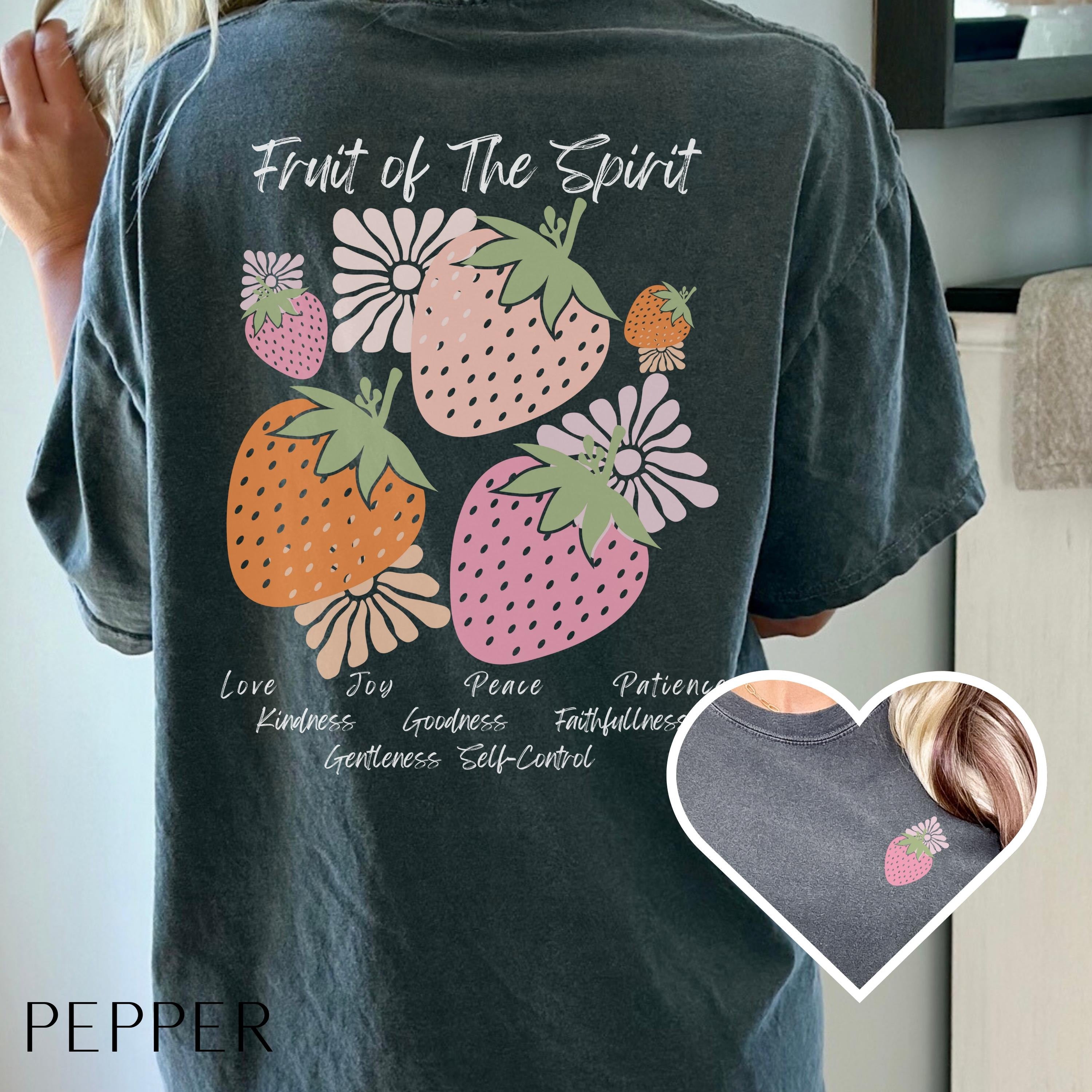 Christian Shirt, Boho Christian Tshirt, Custom Comfort Colors, Bible Verse T-Shirt, Faith Top, Religious Apparel for Women, Fruit of Spirit