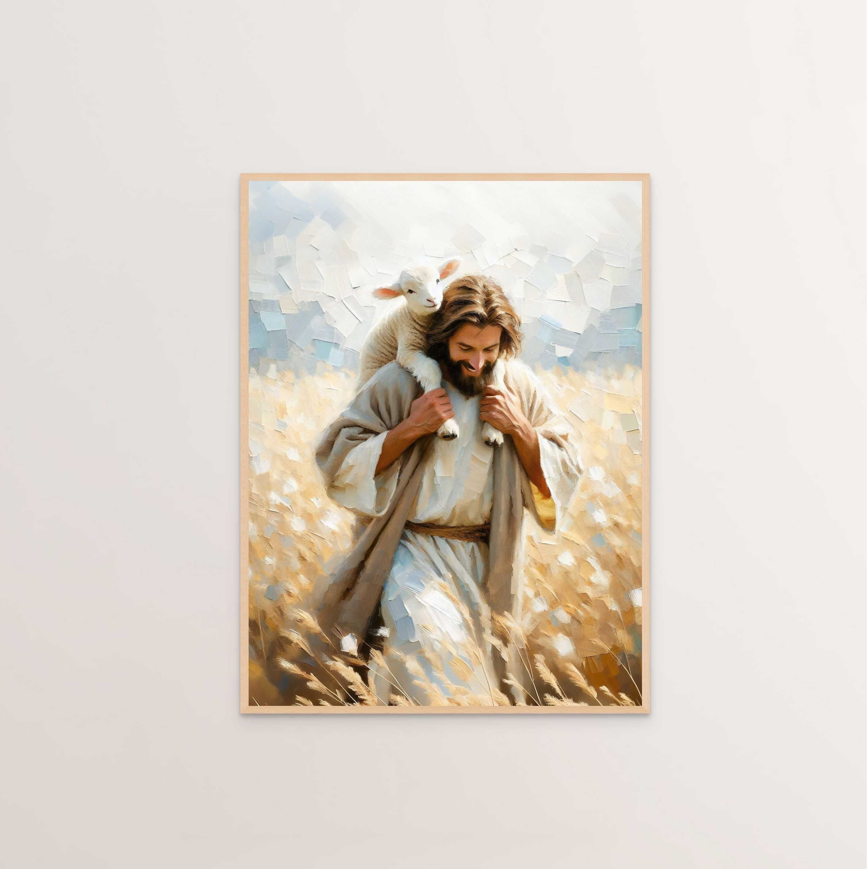Carry You Home Poster, Modern Christian Poster, Christian Poster, Jesus and Lamb, Leave the 99 Art Poster, Bible Art Poster