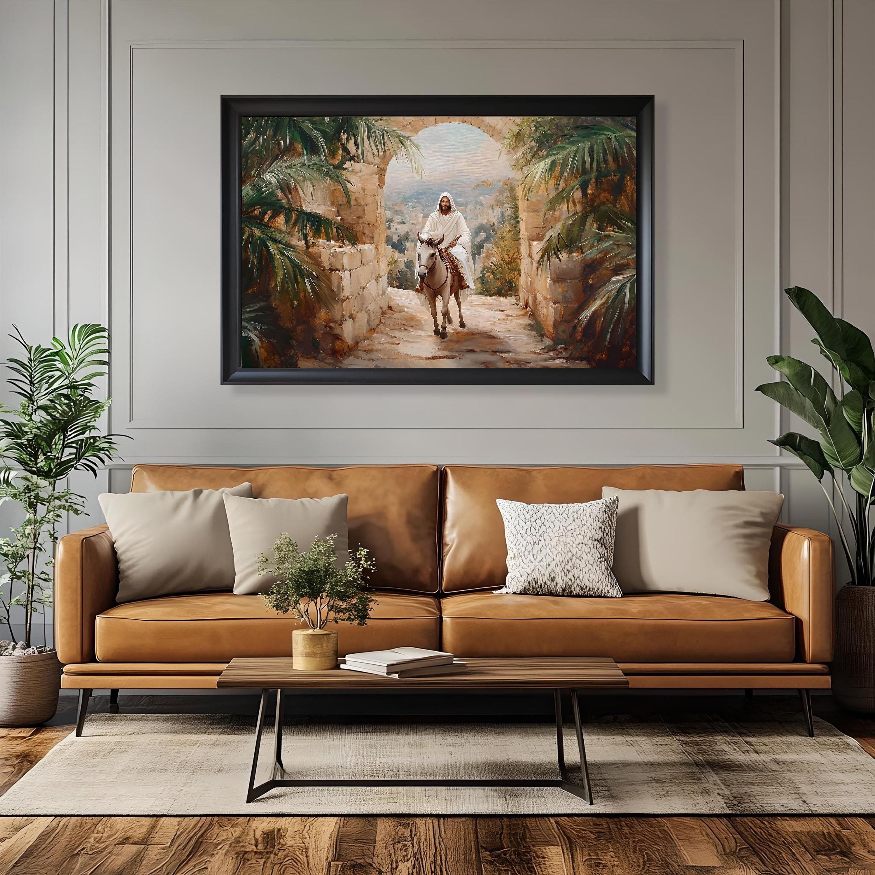 Jesus' Triumphal Entry into Jerusalem Poster, Palm Sunday Wall Art, Christian Wall Art, Holy Week Poster, Bible Art, Easter poster, donkey