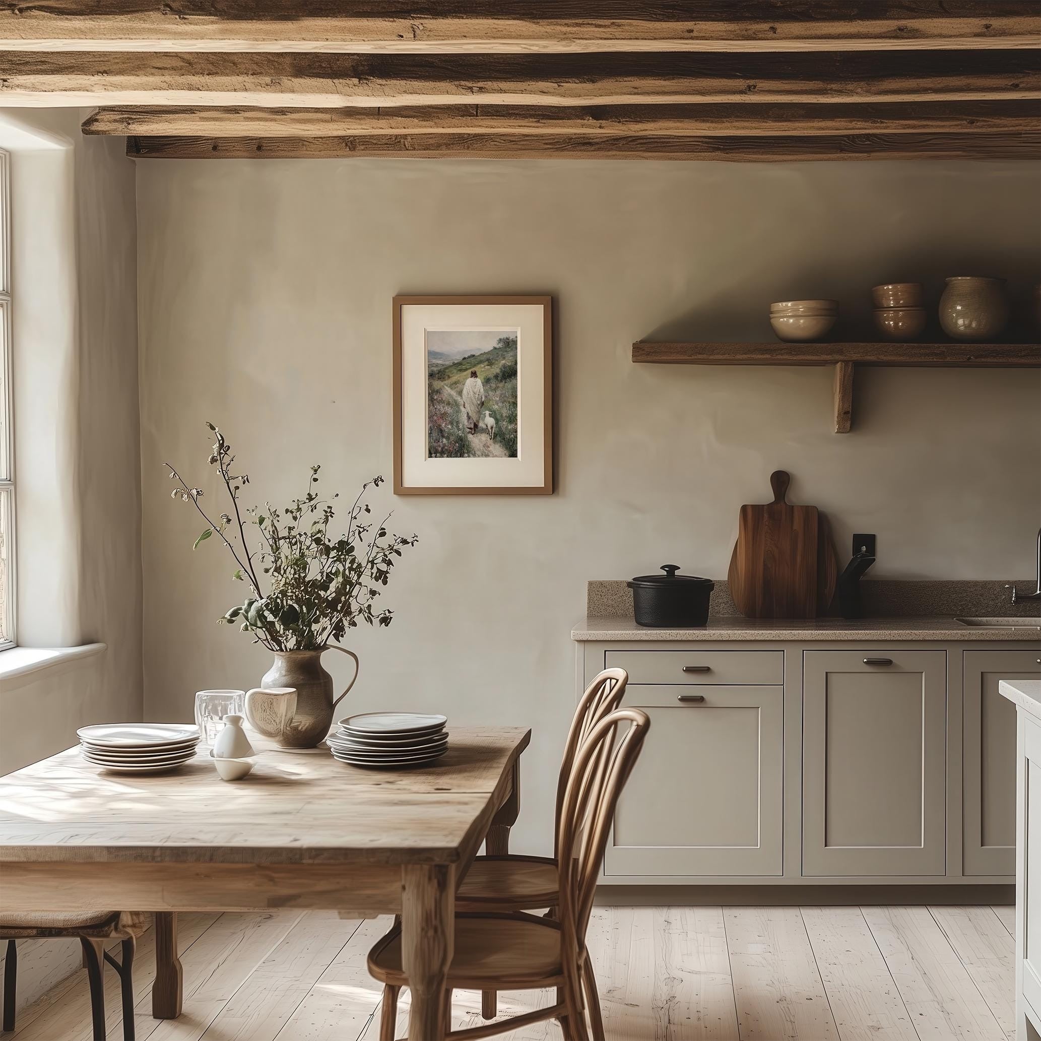 Good Shepherd Jesus Poster, Vintage Christian Poster, Lamb Poster, Jesus Leaving The 99, Bible Art Poster