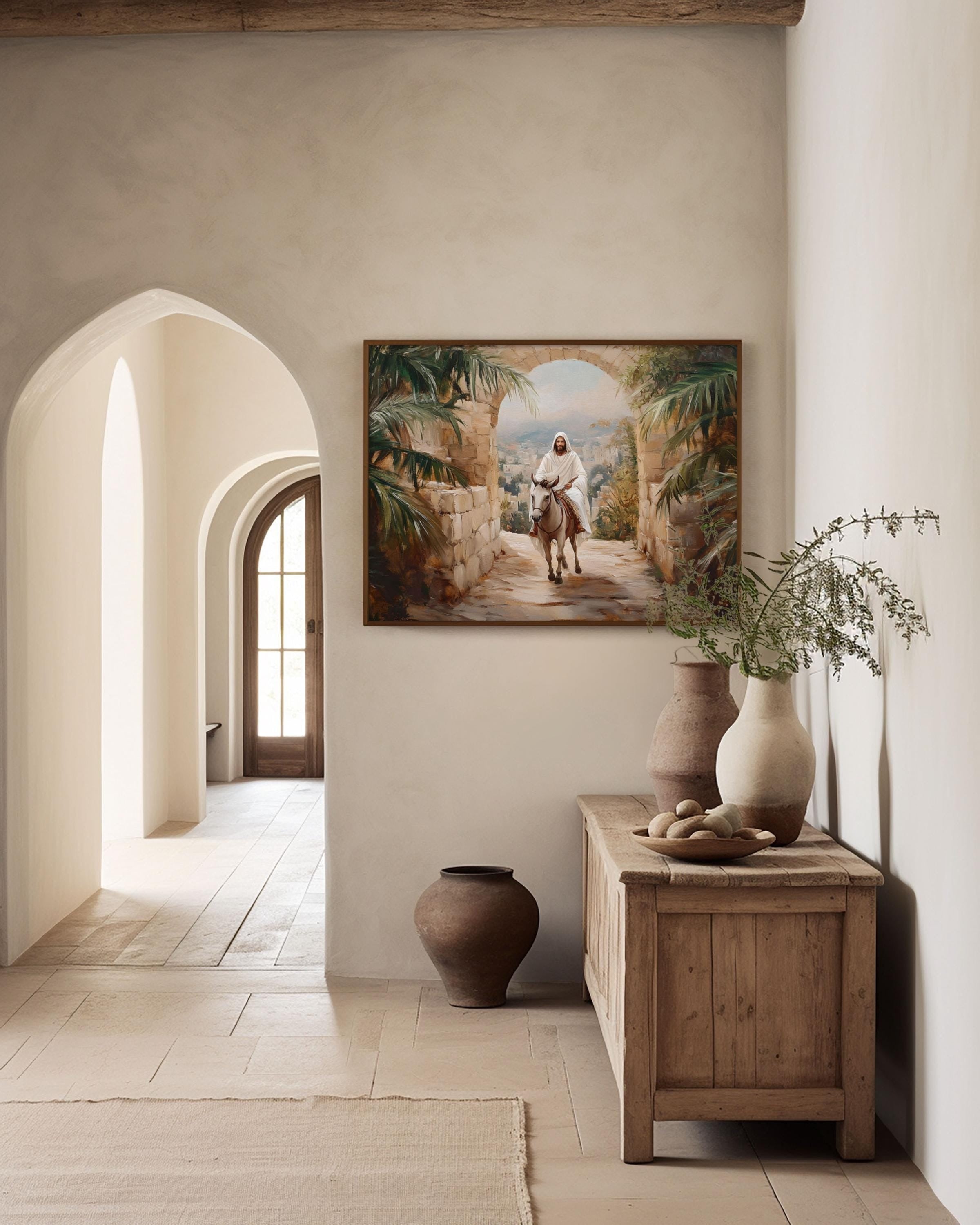 Jesus' Triumphal Entry into Jerusalem Poster, Palm Sunday Wall Art, Christian Wall Art, Holy Week Poster, Bible Art, Easter poster, donkey