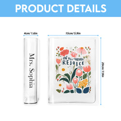 In All Things Rejoice Book Vase, Christian Book Vase, Faith Book Vase, Bible Verse Book Shaped Flower Vase