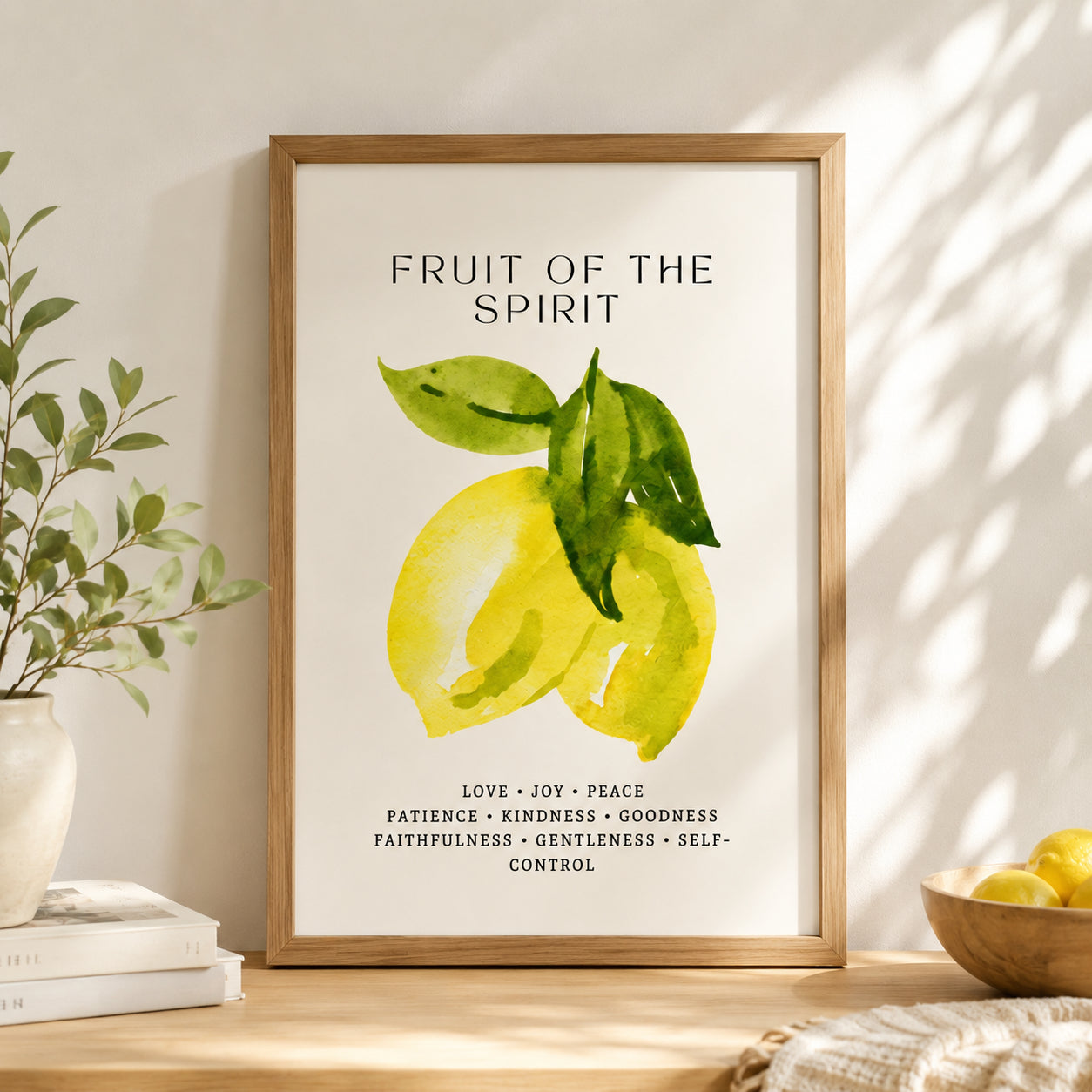 Set of 3 Fruit of the Spirit Poster, Galatians 5:22–23 Watercolor Fruit Posters, Christian Kitchen Decor, Summer Style Poster, Wall Hanging Decor PTSET22