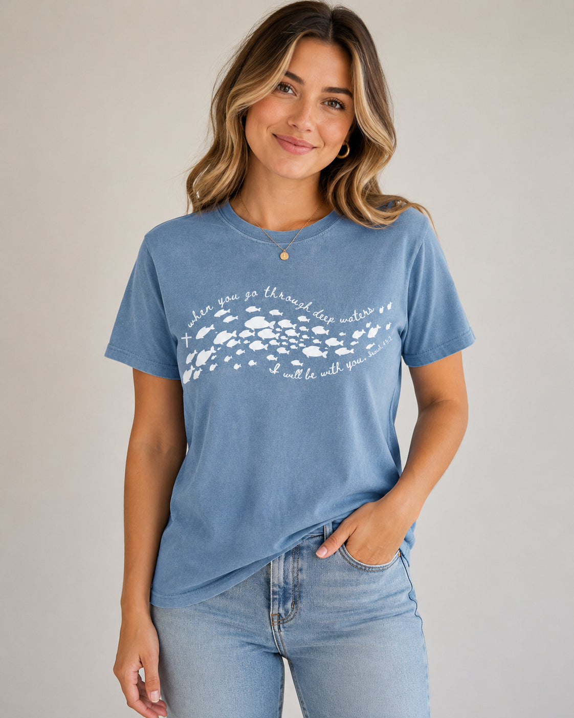 Deep Waters Shirt Christian Comfort Colors Shirt, Christian Apparel Faith Gift Teen Christian Clothes Jesus Shirt, Fish Shirt Isaiah 43 Shirt CFS27