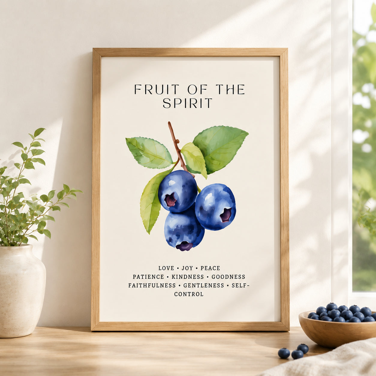 Set of 3 Fruit of the Spirit Poster, Galatians 5:22–23 Watercolor Fruit Posters, Christian Kitchen Decor, Summer Style Poster, Wall Hanging Decor PTSET22