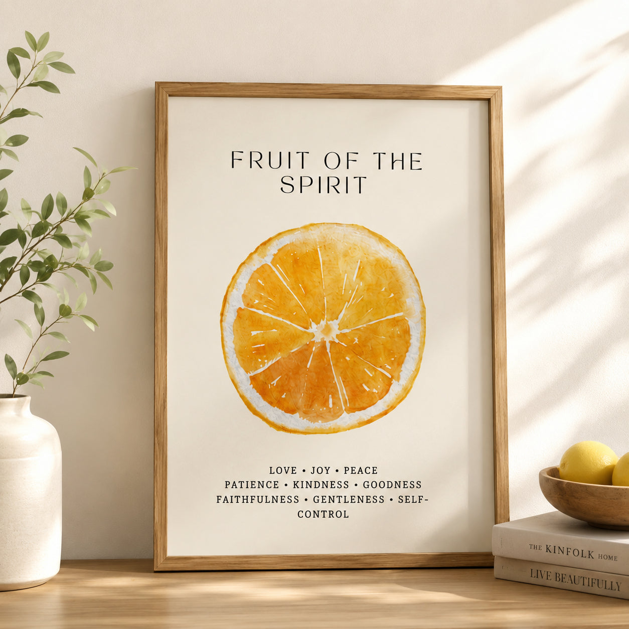 Set of 3 Fruit of the Spirit Poster, Galatians 5:22–23 Watercolor Fruit Posters, Christian Kitchen Decor, Summer Style Poster, Wall Hanging Decor PTSET22