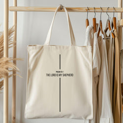 Psalm 23:1 Christian Tote Bag – The Lord is My Shepherd – Inspirational Bible Verse Canvas Bag – Eco-Friendly Minimalist Gift – Religious Gift for Her – Reusable Church Tote
