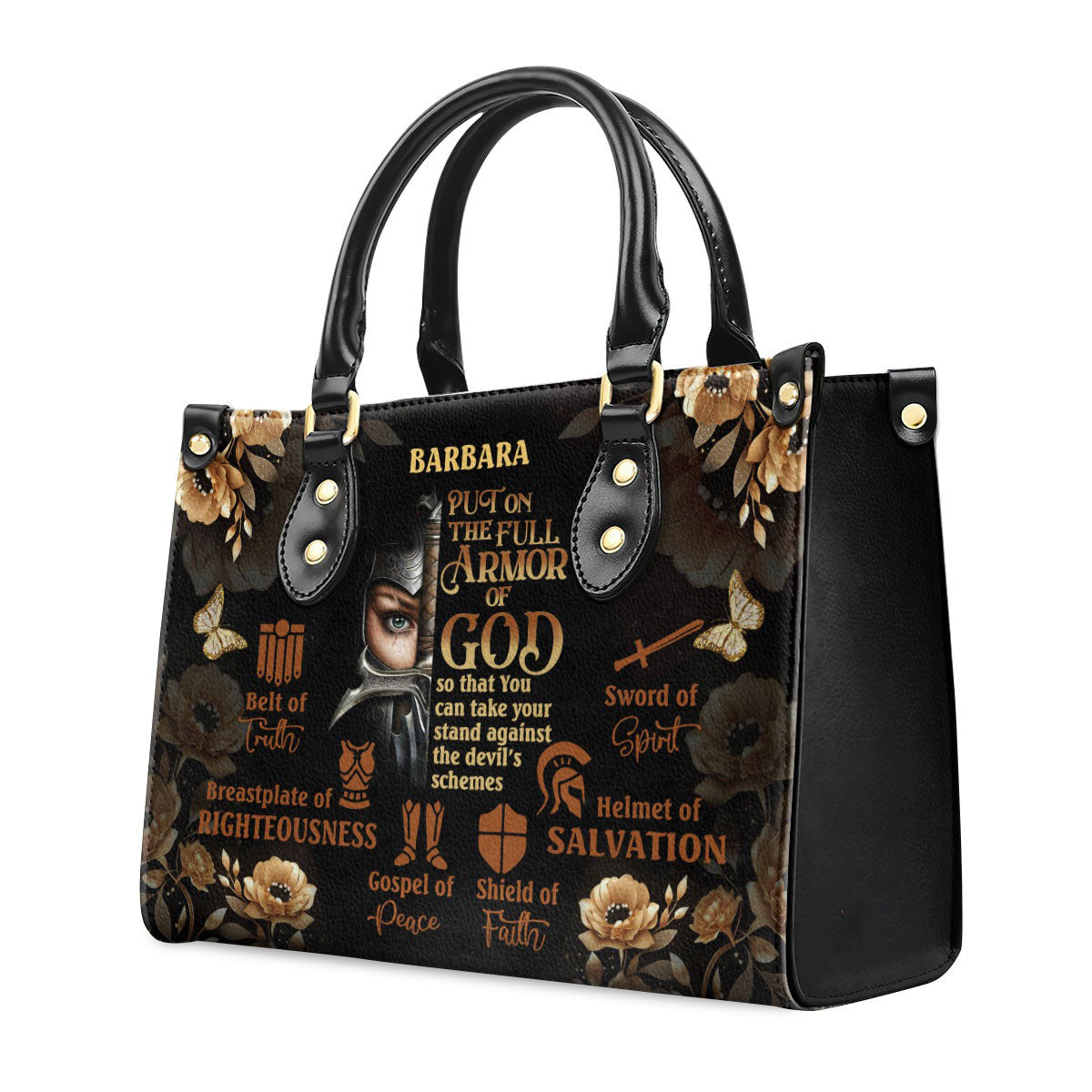 Personalized Christian Leather Handbag, Armor of God Purse – Ephesians 6 Faith Handbag, Religious Gift for Women BLAF40