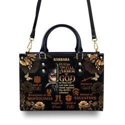Personalized Christian Leather Handbag, Armor of God Purse – Ephesians 6 Faith Handbag, Religious Gift for Women BLAF40