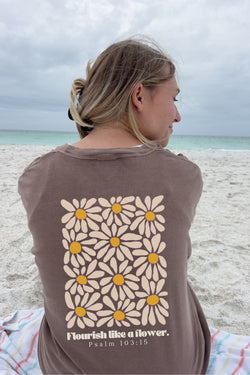 Flower Christian Shirt Boho Christian Bible Verse Shirt Psalms Flourish like a Flower Trendy Christian Faith Based Apparel Psalm 103:15 Tee