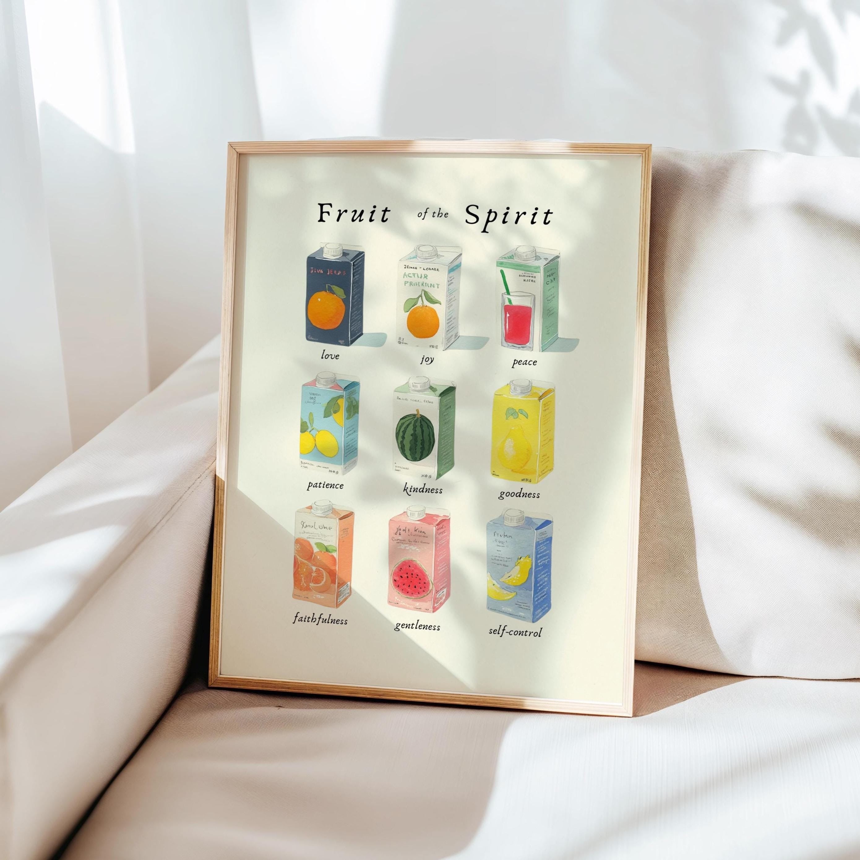 Fruit of the Spirit Wall Art, Scripture Wall Art Digital Download, Christian Home Decor, Nursery, Bible Verse, Kitchen