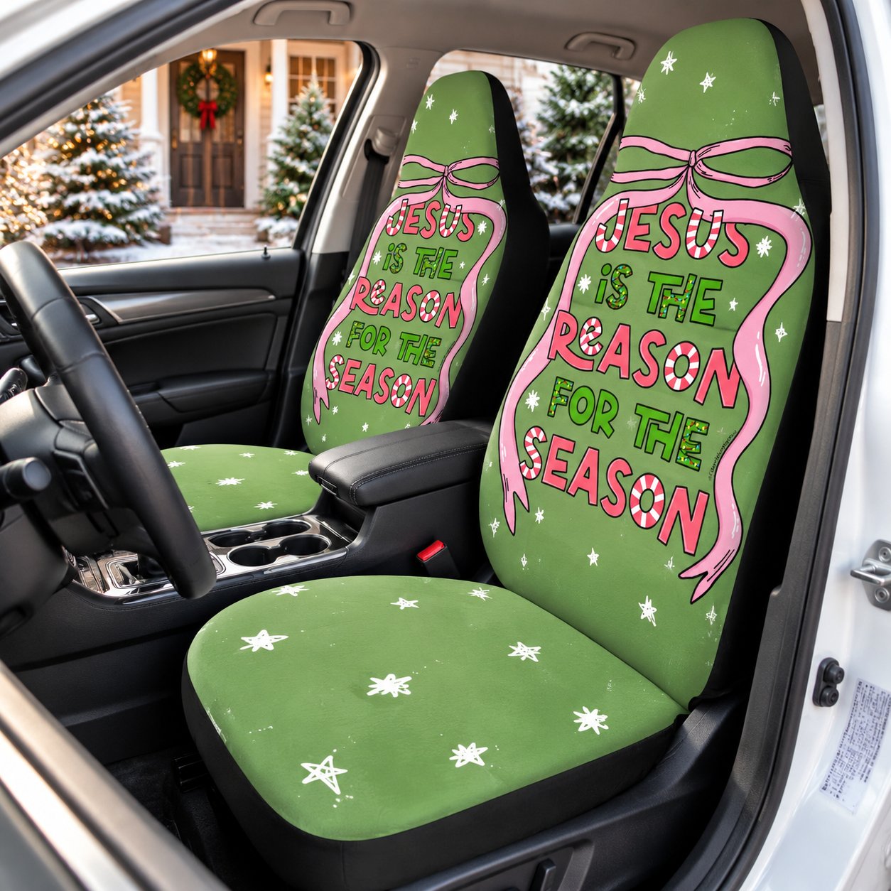 Jesus Is The Reason For The Season Car Seat Covers, Christmas Christian Auto Seat Cover, Faith Holiday Car Accessories, Religious Gift CARSC29