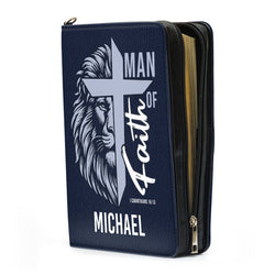 Man Of Faith Leather Book Cover, Personalized Bible Cover, Christian Gift, Bible Covers Jesus Gifts