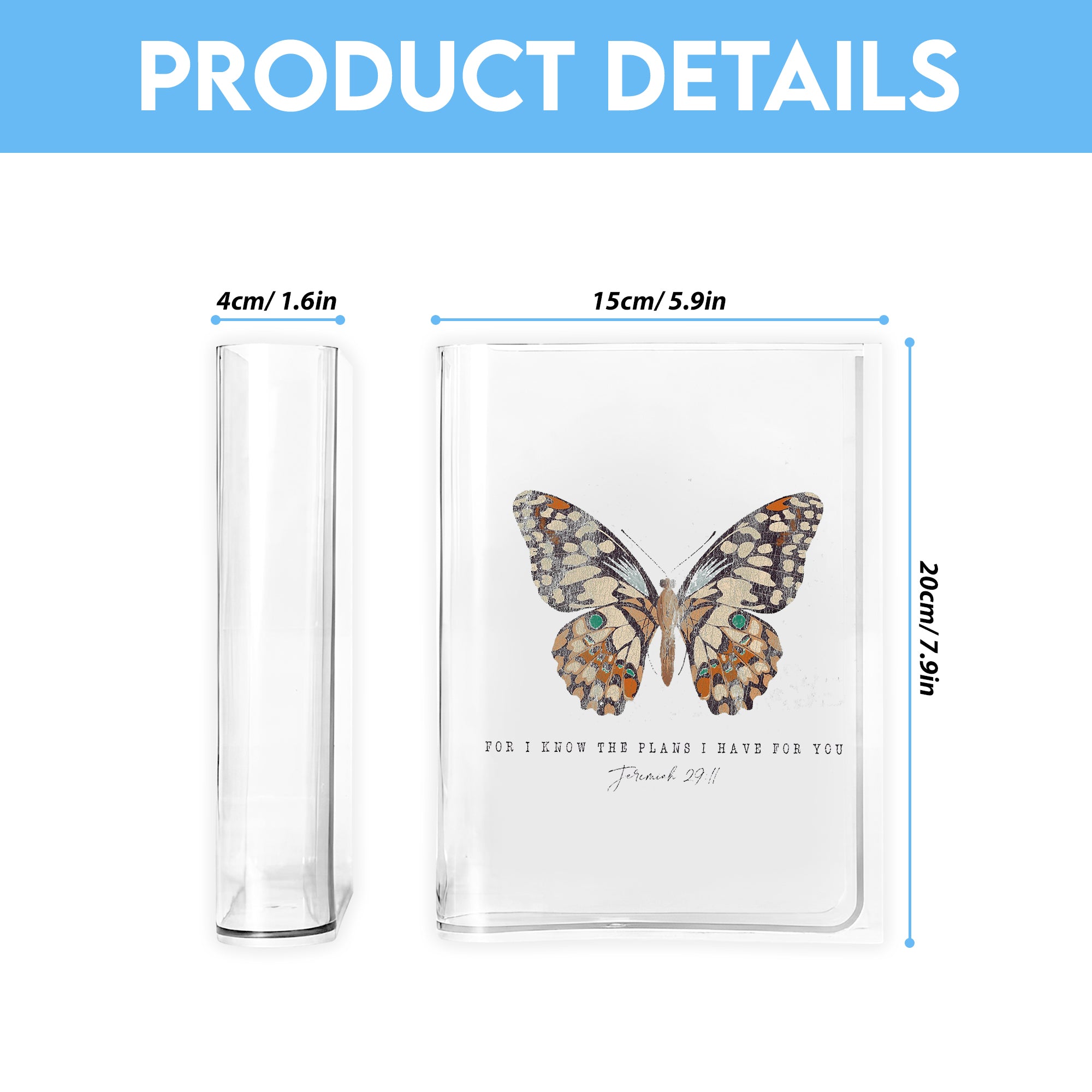 For I Know The Plans I Have For You Book Vase, Christian Book Vase, Faith Book Vase, Bible Verse Book Shaped Flower Vase