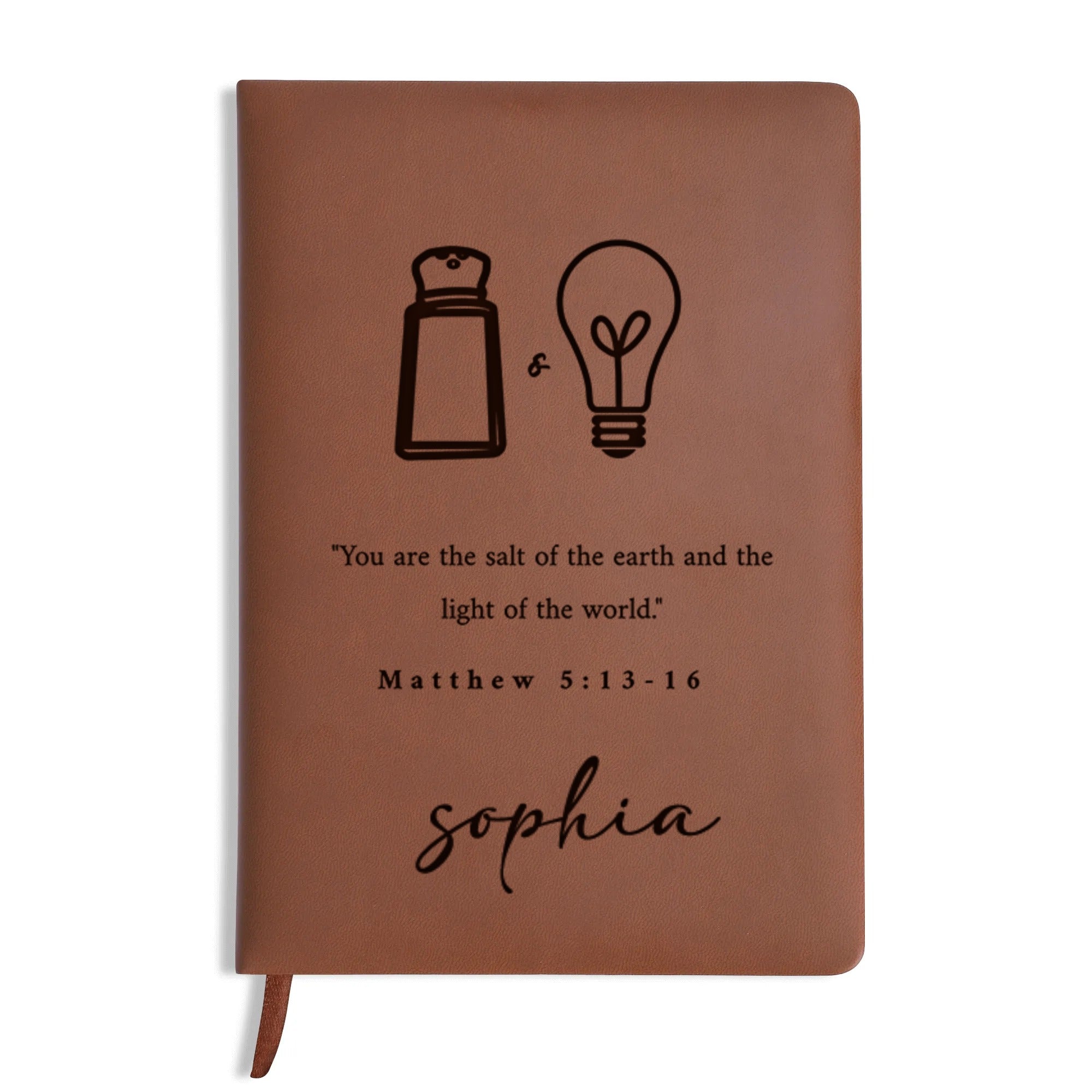 Personalized Christian Journal with Matthew 5:13-16 Design, Custom Name Prayer & Faith Notebook, Religious Gift, First Communion Gifts, Birthday. NBLAF27