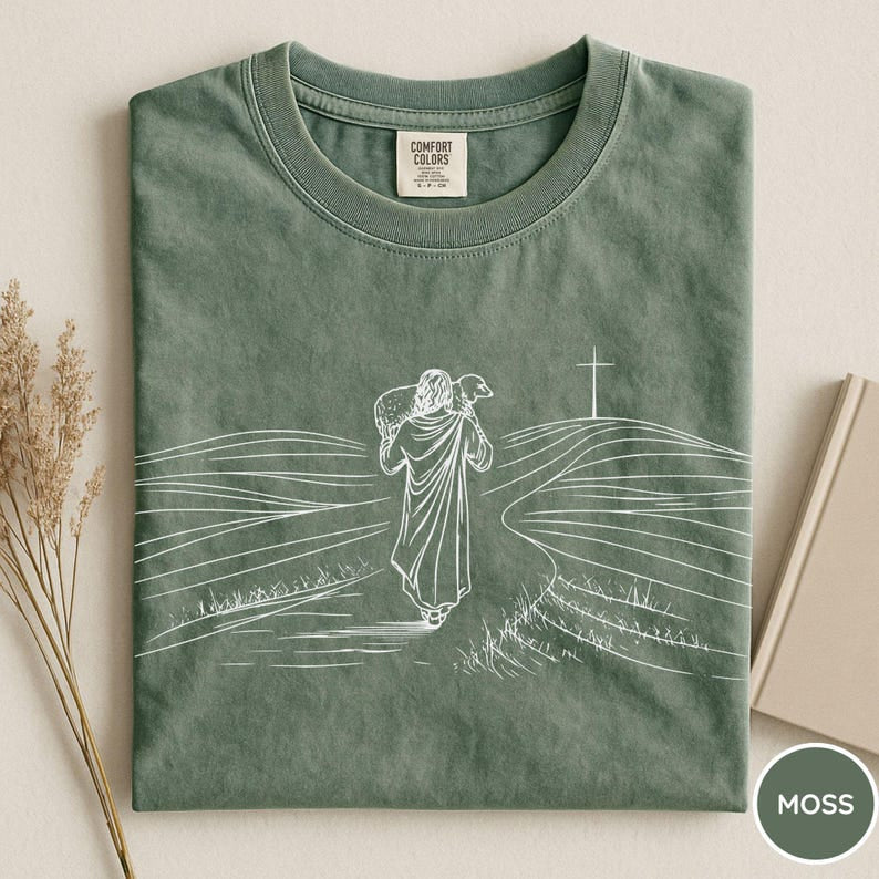 Comfort Colors Jesus Holding Sheep Shirt, Good Shepherd Christian T-Shirt, Faith Based Tee, Religious Gift, Bible Inspired Apparel, Faith CFS29