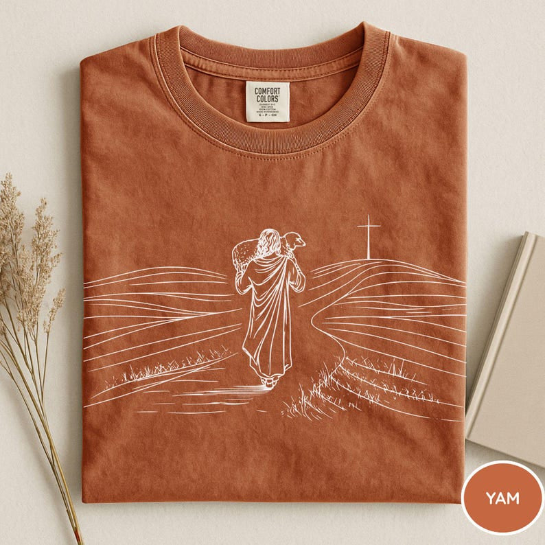 Comfort Colors Jesus Holding Sheep Shirt, Good Shepherd Christian T-Shirt, Faith Based Tee, Religious Gift, Bible Inspired Apparel, Faith CFS29