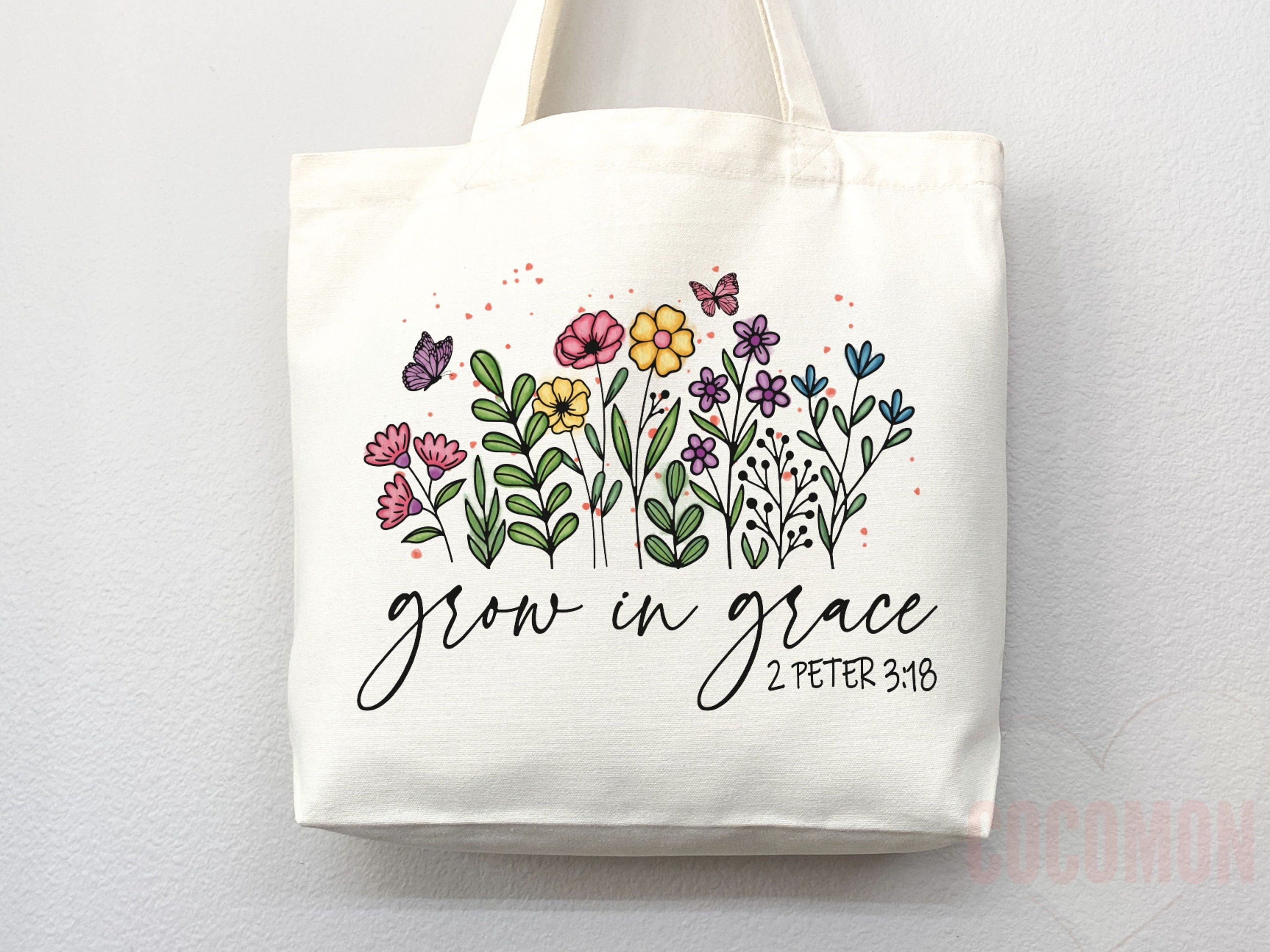 Faith Tote Bag, Christian Canvas Tote, Religious Scripture Gift, Bible Verse Tote, Christian Girl Gift, Church & School Shopper Bag, Inspirational Christian Apparel TBLAF03