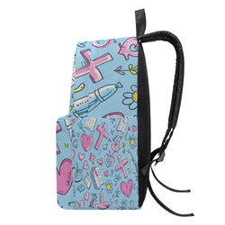 Christian Backpack For Girls, Faith Backpack With Crosses And Hearts, Religious School Bag For Women, Pastel Blue Inspirational Backpack PLAF58