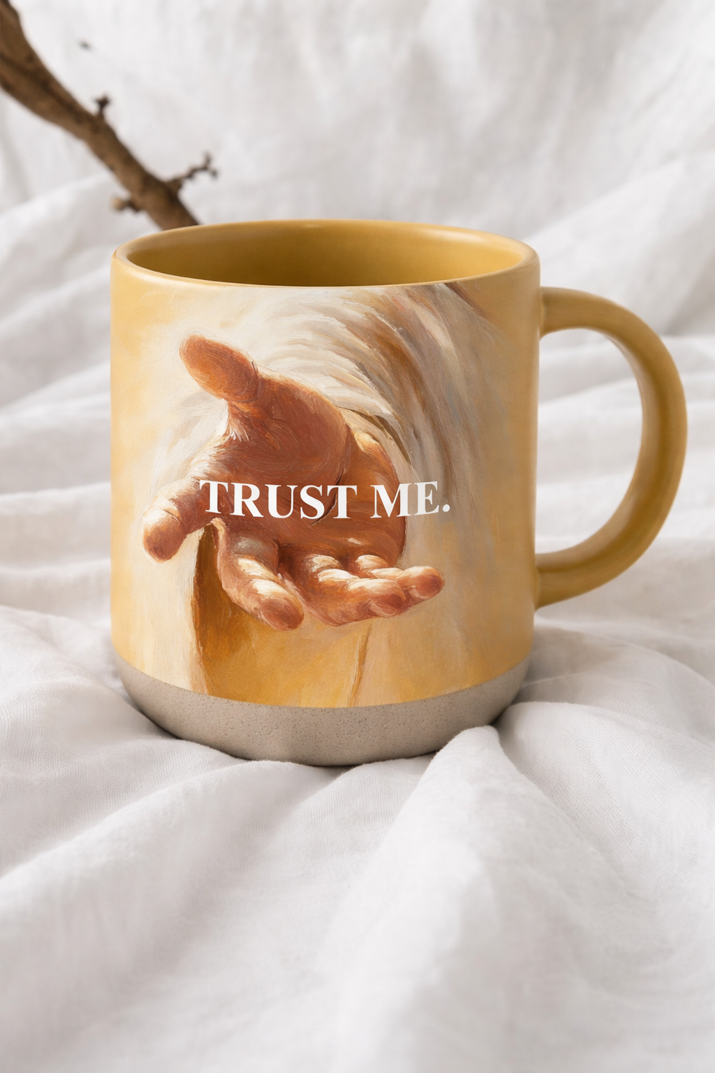 Trust Me Christian Mug, Jesus Hand Coffee Mug, Faith Pottery Mug, Religious Gift for Her, Inspirational Coffee Cup