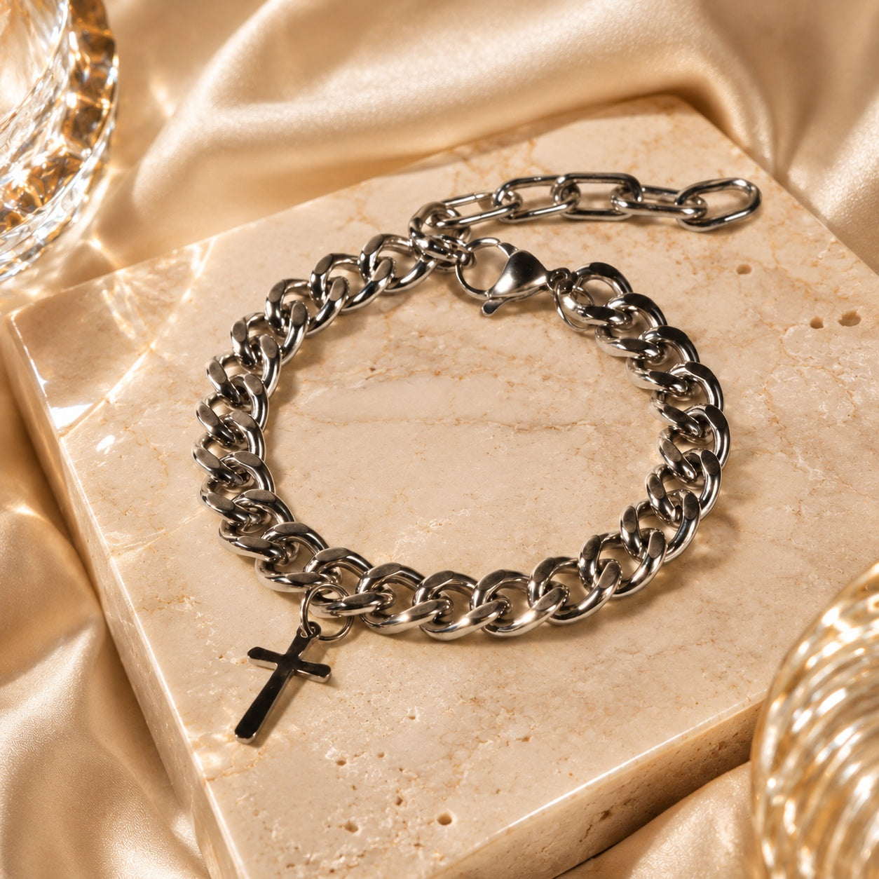 Cross Chain Bracelet, Chain Link Jewelry, Catholic Jewelry, Catholic bracelet, Unisex Bracelet  BRLAF05