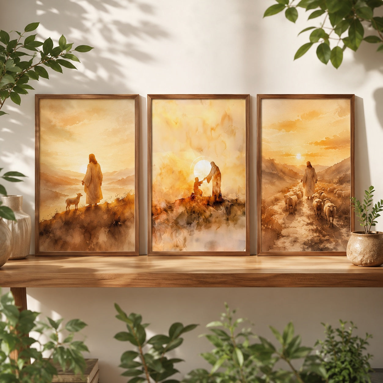 Set of 3 Watercolor Christian Poster, Watercolor Jesus Posters, Christian Kitchen Decor, Summer Style Poster, Wall Hanging Decor PTSETA01