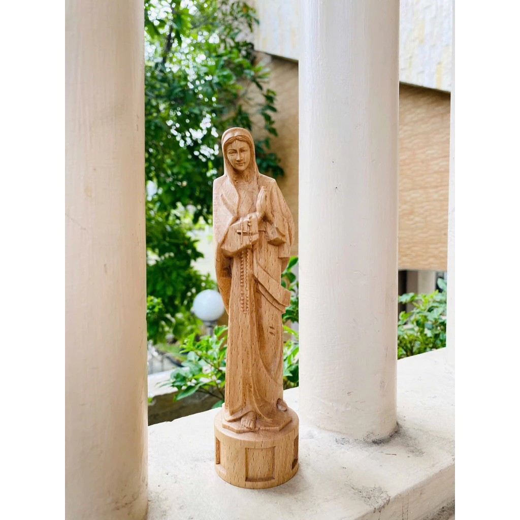 Our Lady Statue, Catholic Wooden Figurine 15cm 20cm, Beech Wood Religious Statue, Christian Home Altar Decor, Catholic Gift