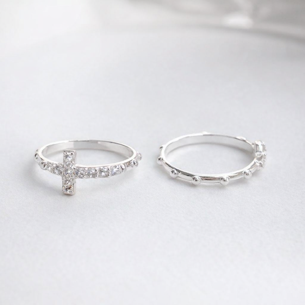 Catholic Cross Ring in 925 Sterling Silver, Christian Ring for Women, CZ Religious Jewelry, Faith Gift, Elegant Holy Ring