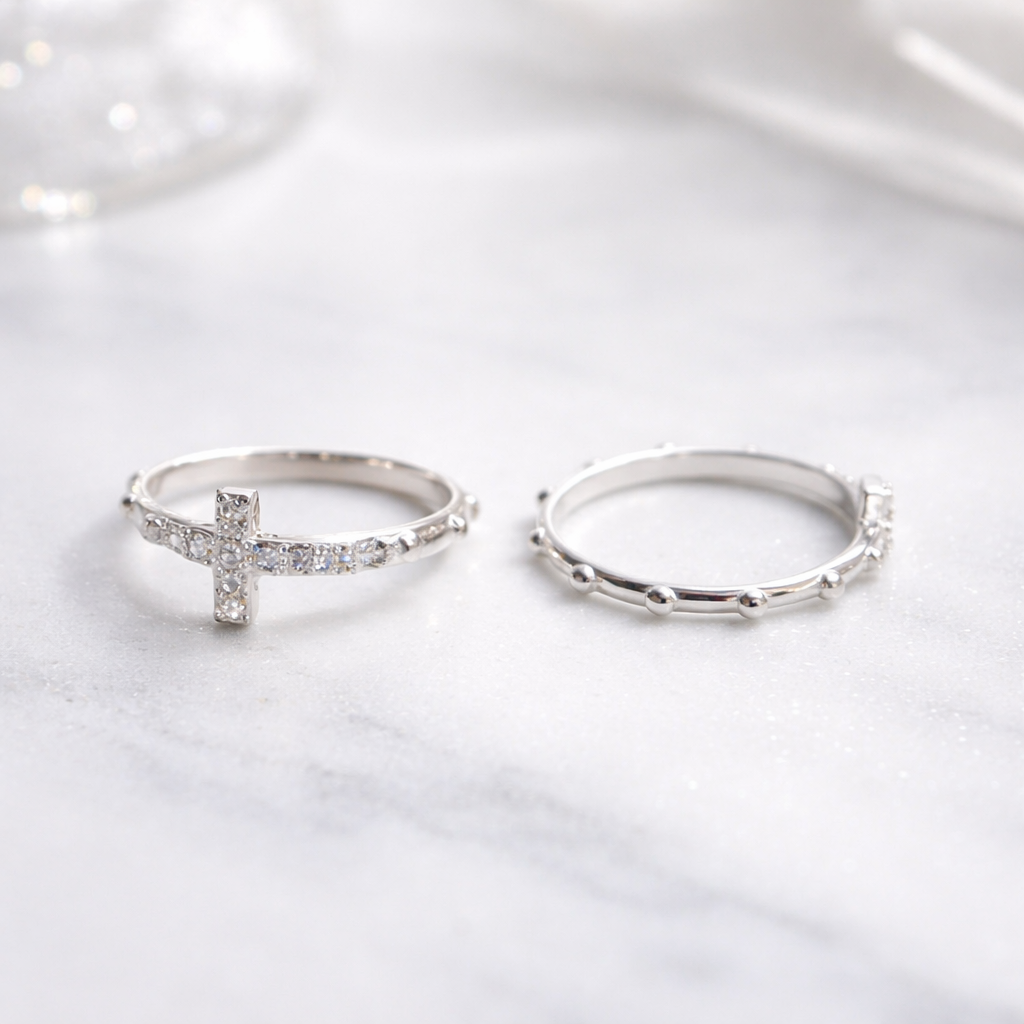 Catholic Cross Ring in 925 Sterling Silver, Christian Ring for Women, CZ Religious Jewelry, Faith Gift, Elegant Holy Ring