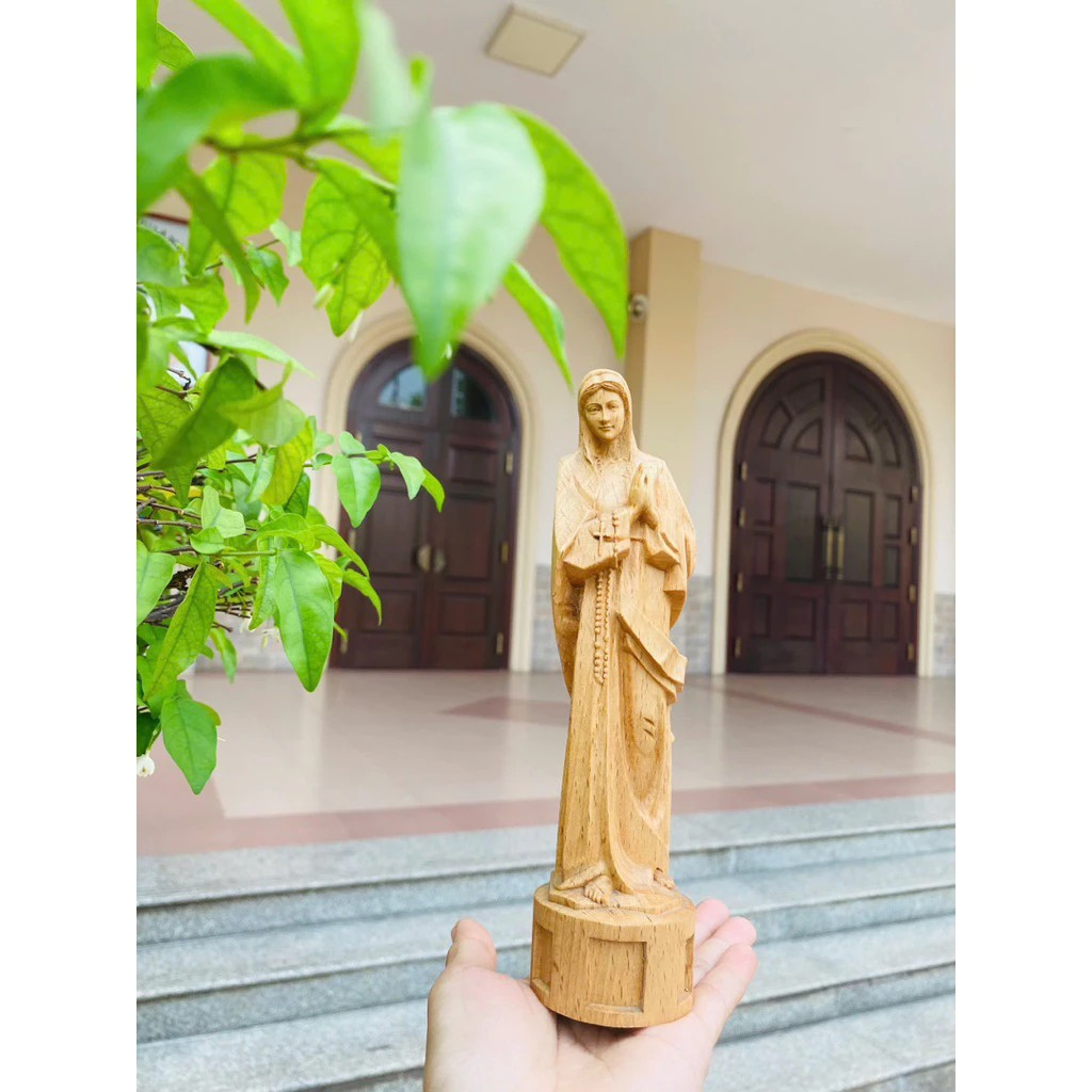 Our Lady Statue, Catholic Wooden Figurine 15cm 20cm, Beech Wood Religious Statue, Christian Home Altar Decor, Catholic Gift