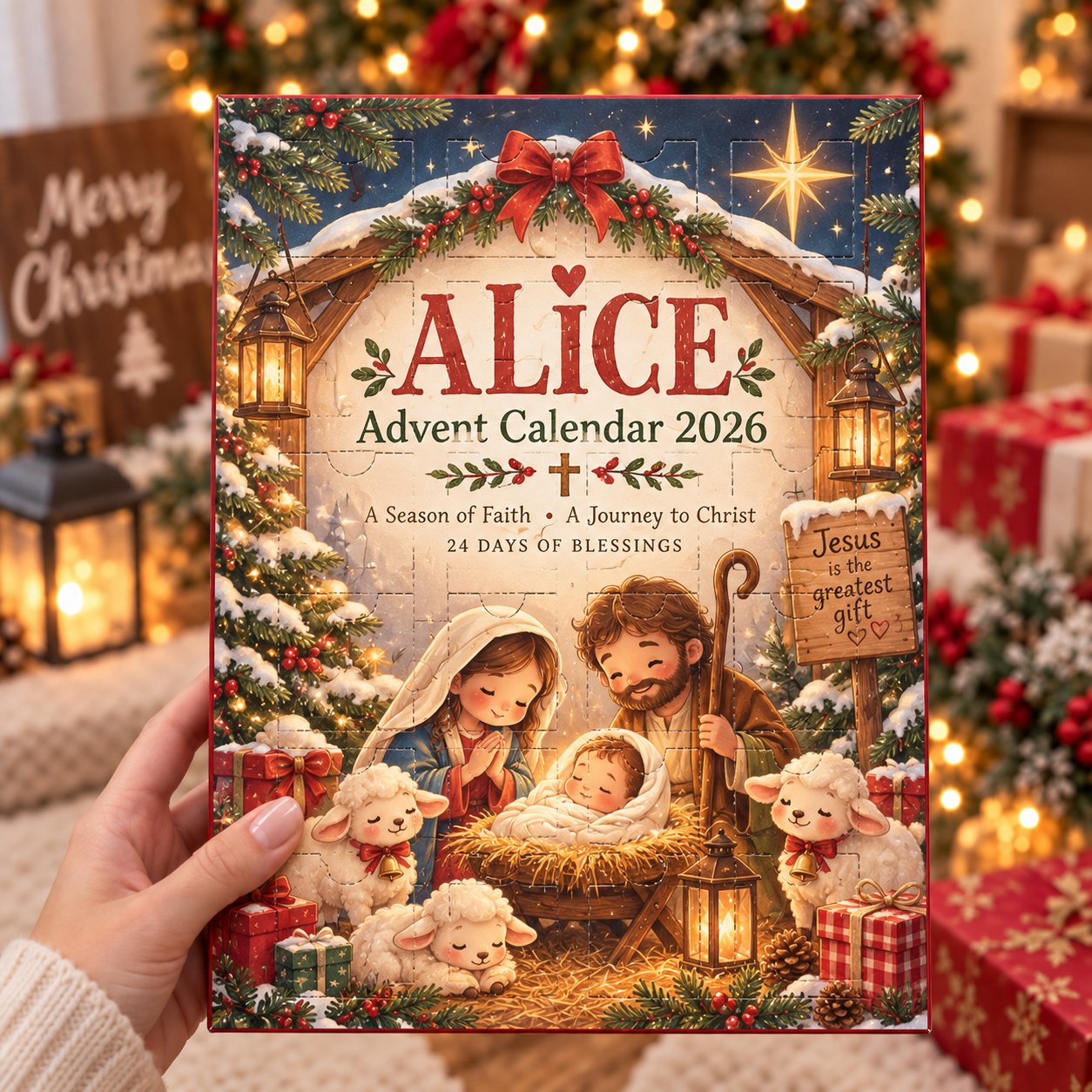 Personalized Holy Family Advent Calendar 2026, Nativity Christmas Countdown Calendar, Religious Christmas Gift, Faith Based Holiday Decor ACG02