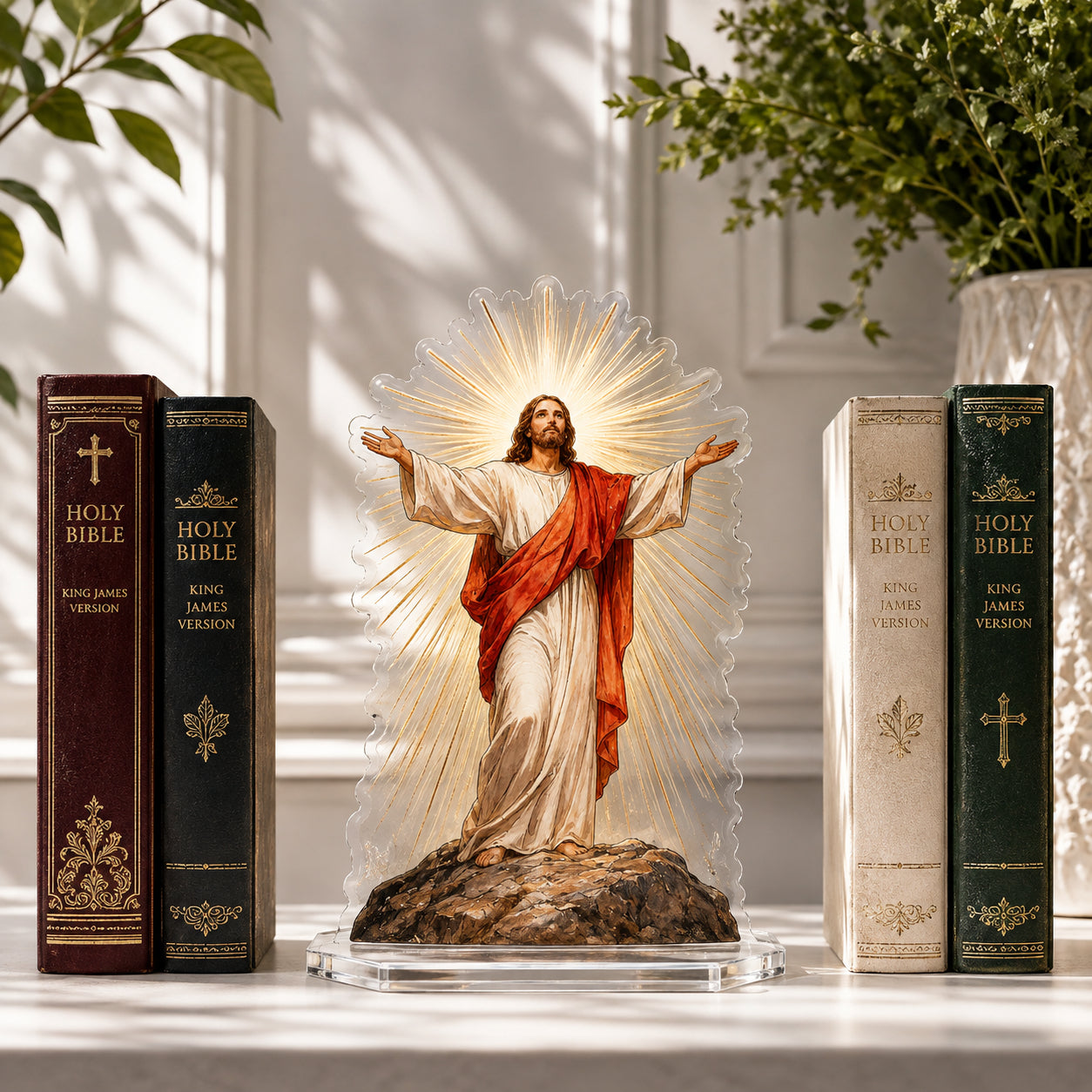 Christian Bookend, Jesus Acrylic Bookend Standee, Religious Bookshelf Decor, Bible Shelf Decoration, Christian Gift ABBD01
