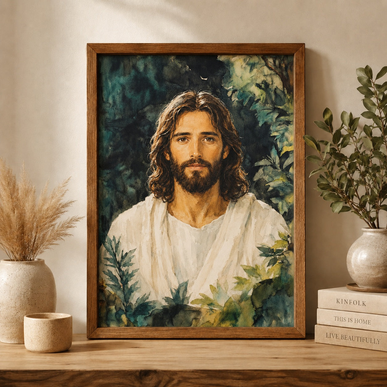 Jesus Portrait Poster, Christian Wall Art Print, Watercolor Jesus Painting, Religious Home Decor, Faith Gift for Christians PTS02