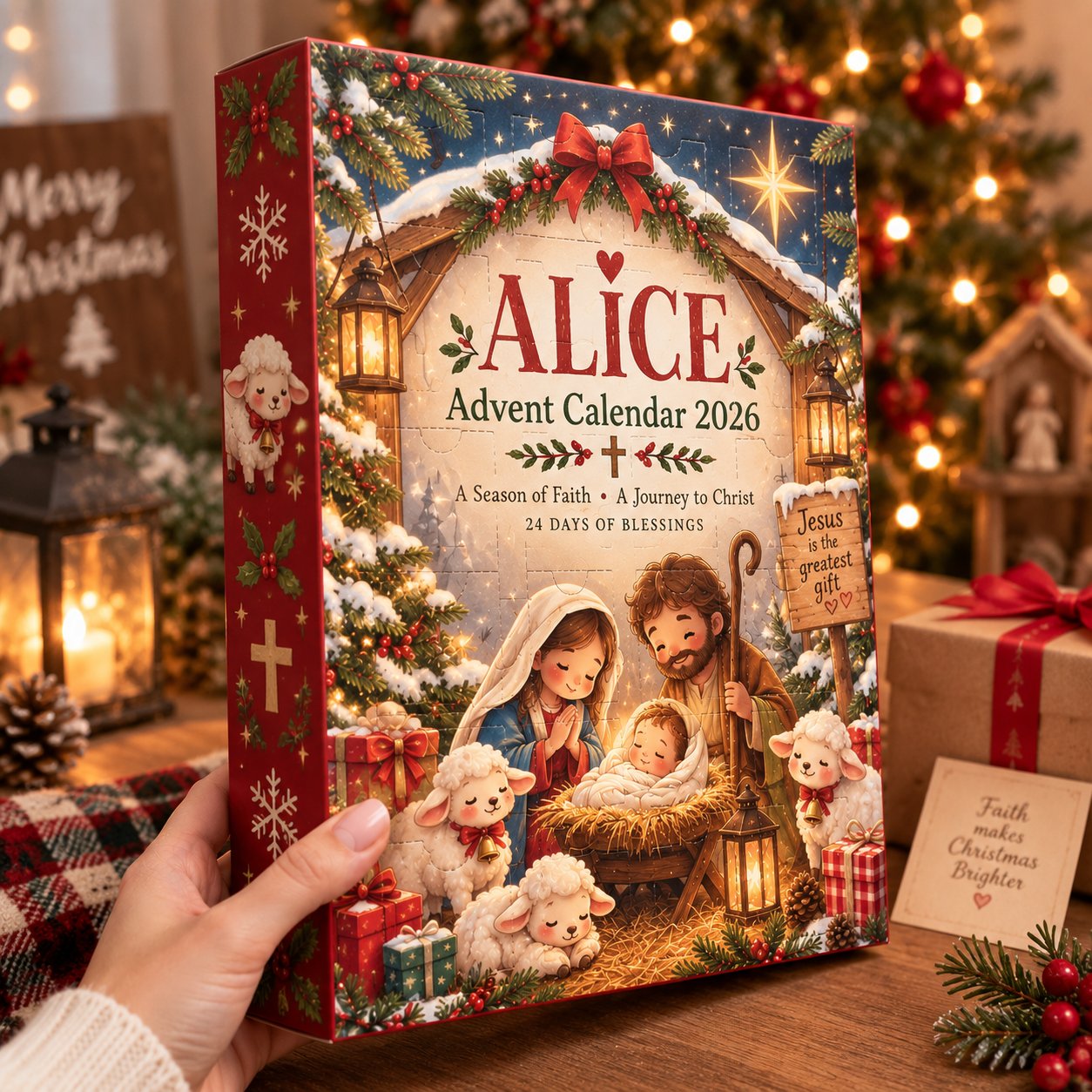 Personalized Holy Family Advent Calendar 2026, Nativity Christmas Countdown Calendar, Religious Christmas Gift, Faith Based Holiday Decor ACG02