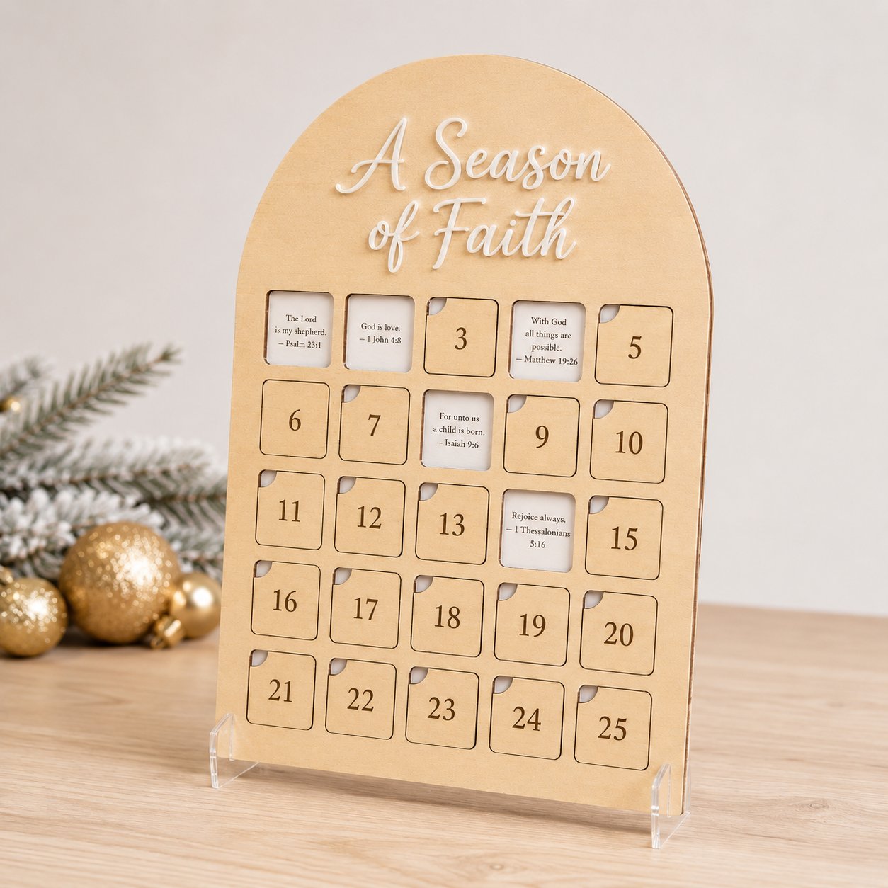 Wooden Bible Verse Advent Calendar, Christmas Gift Wooden Sign, Custom Tabletop Religious Gift, Spinning Wheel Christmas Countdown Decor, Scripture Christmas Countdown Gift XMASW15