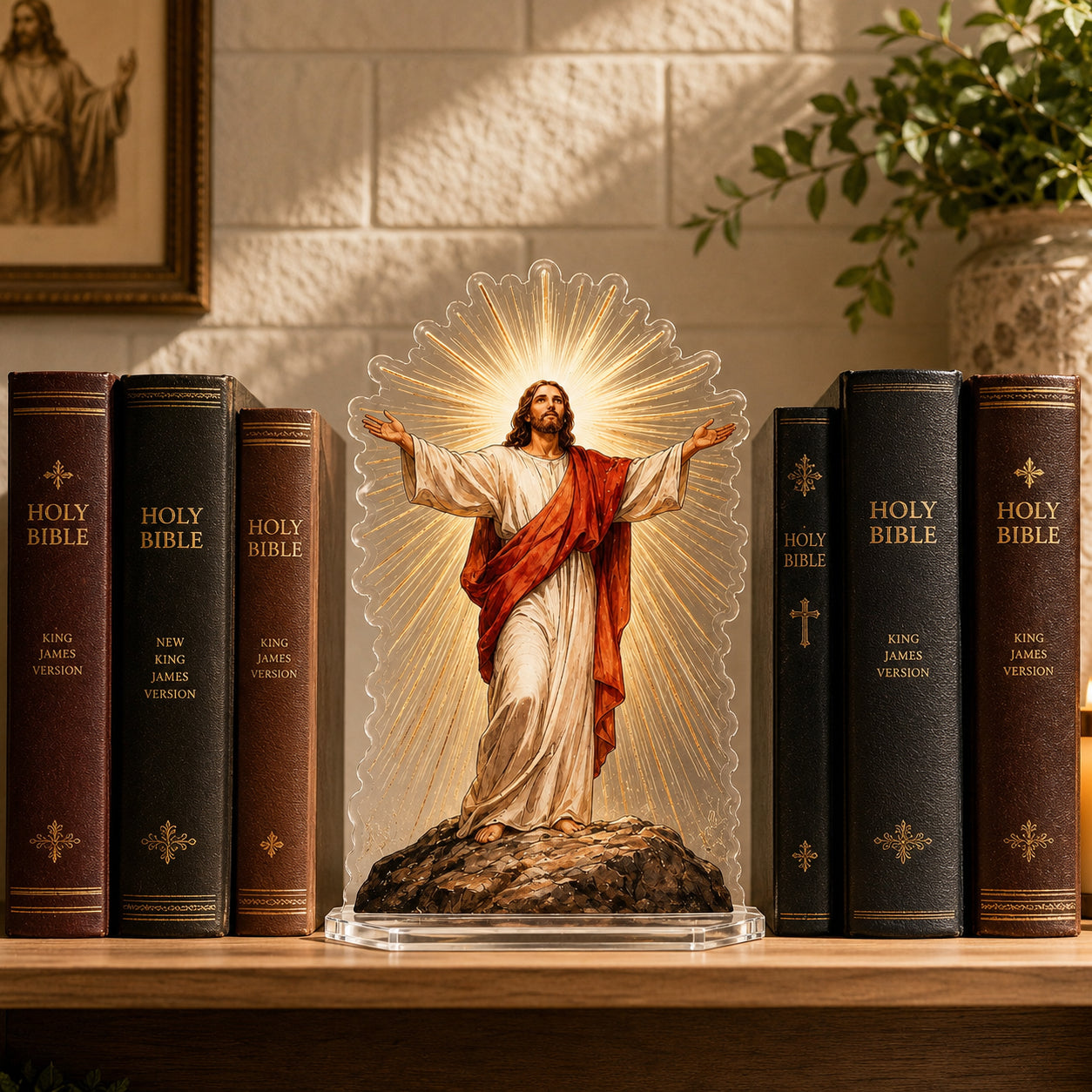 Christian Bookend, Jesus Acrylic Bookend Standee, Religious Bookshelf Decor, Bible Shelf Decoration, Christian Gift ABBD01
