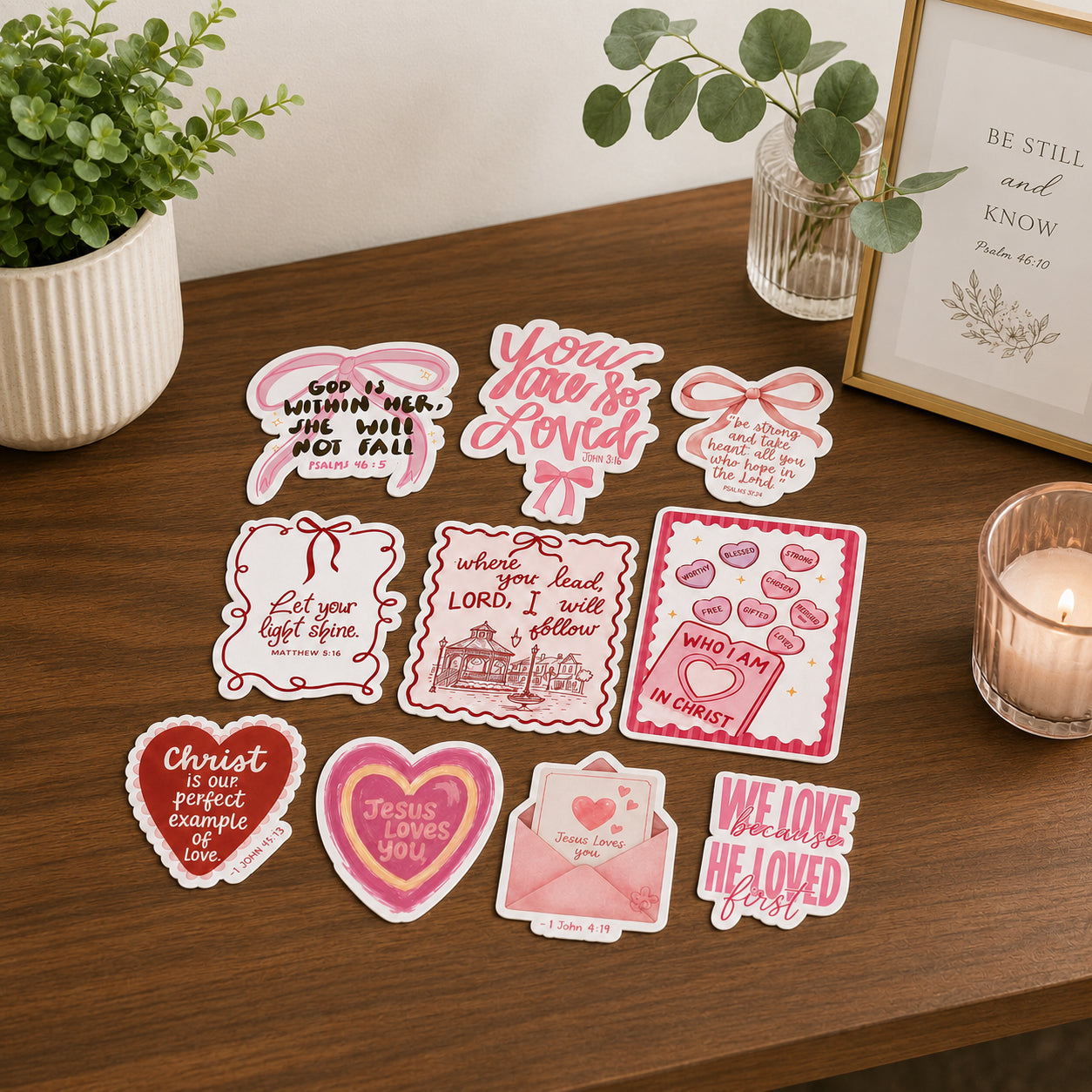 Pink Christian Bible Verse Sticker Sheet – Jesus Loves You Faith Stickers, Faith Sticker, Sticker For Her, Water Bottles, Faith Stickers Gift ST02